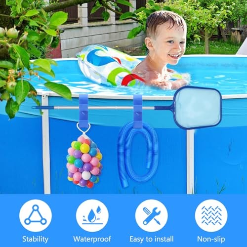 Poolside Pool Leaf Skimmer Net Holder – Pole Hanger Hooks – 2
