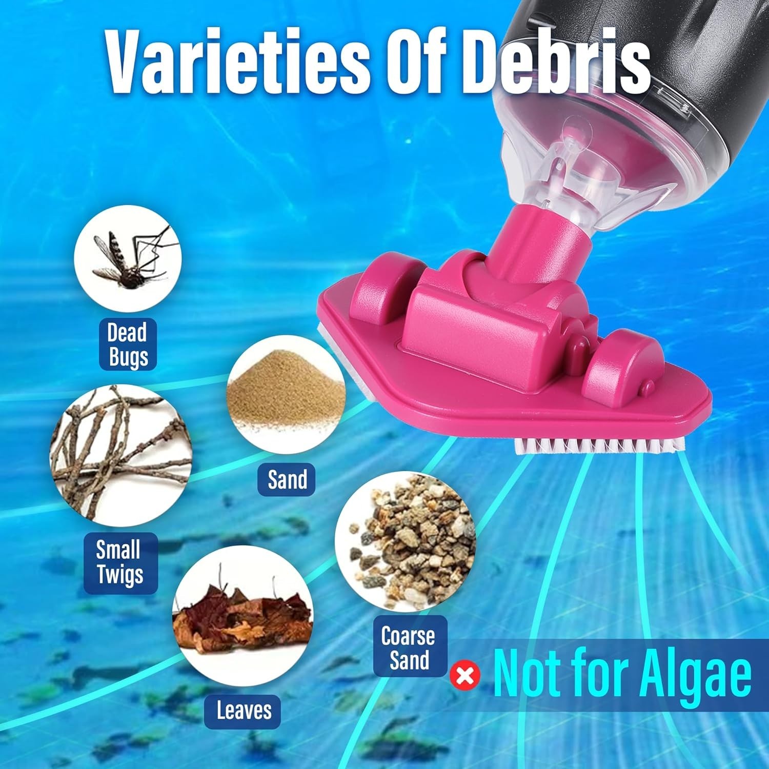 Cordless Pool Vacuum for Hot Tubs Small Pools Rechargeable 90Min Gray