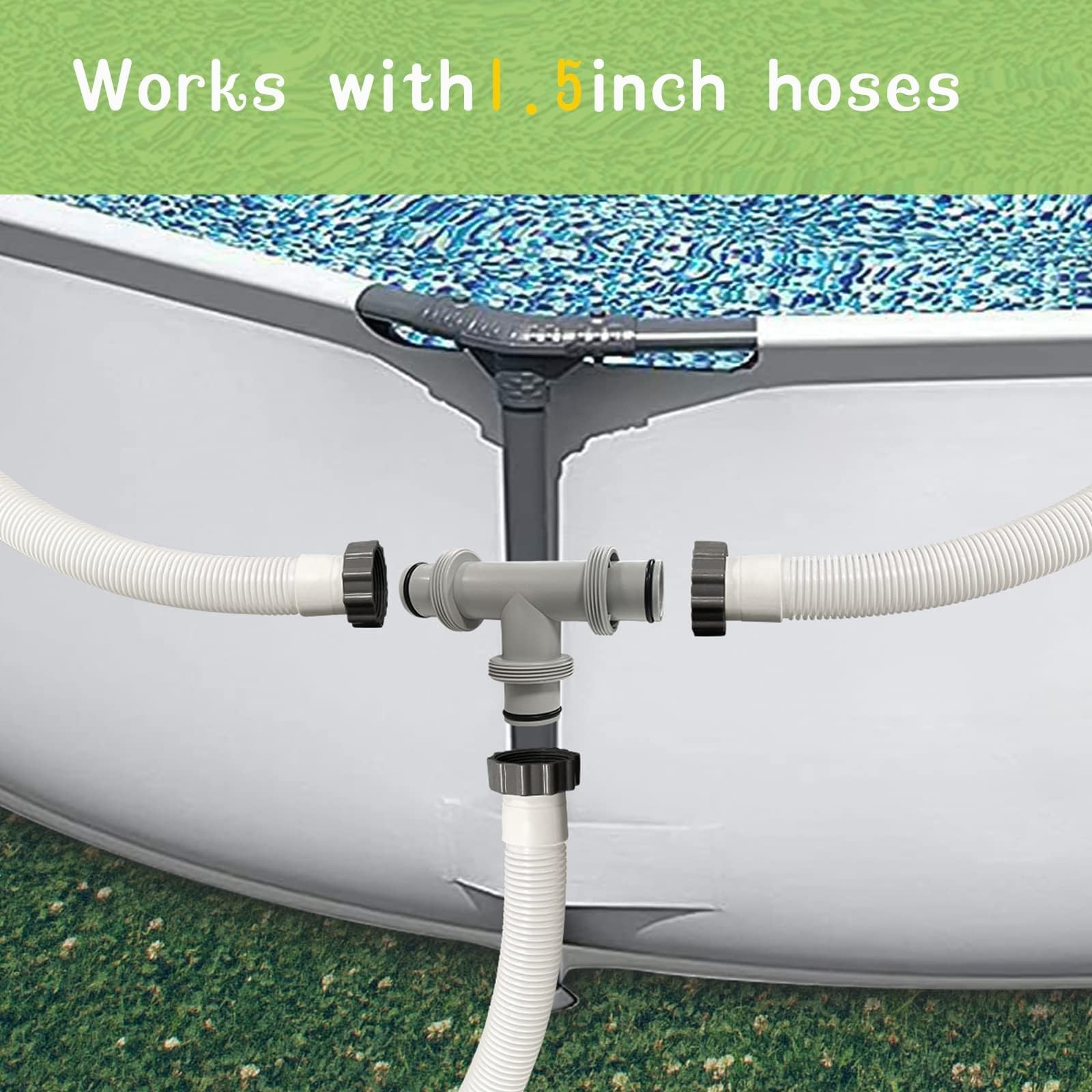 Pool Hose Connector, 1.5&Prime; to T Joint 1.5 inches, Grey 3T