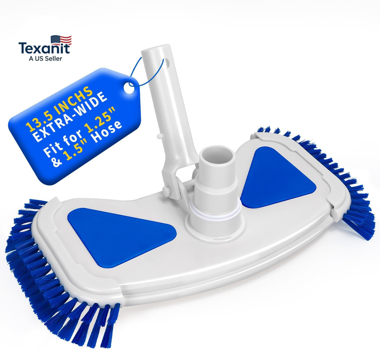 Weighted Pool Vacuum Head with Side Brushes, 13.5&Prime; Deluxe Manual Pool Cleaner He