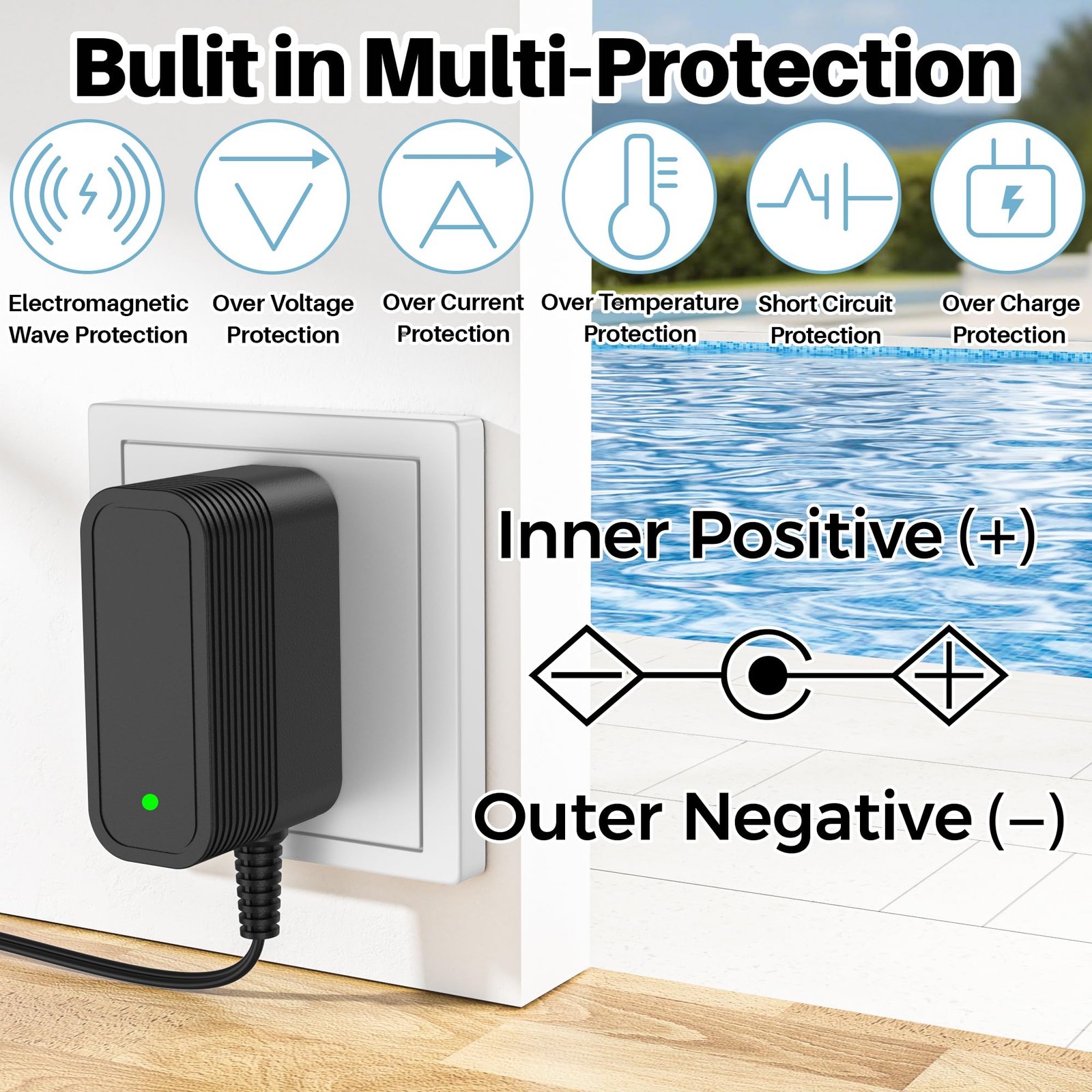 12.6V Charger for WYBOT Pool Vacuum Hyson 100 100P CF-WYRP018 Handheld Black