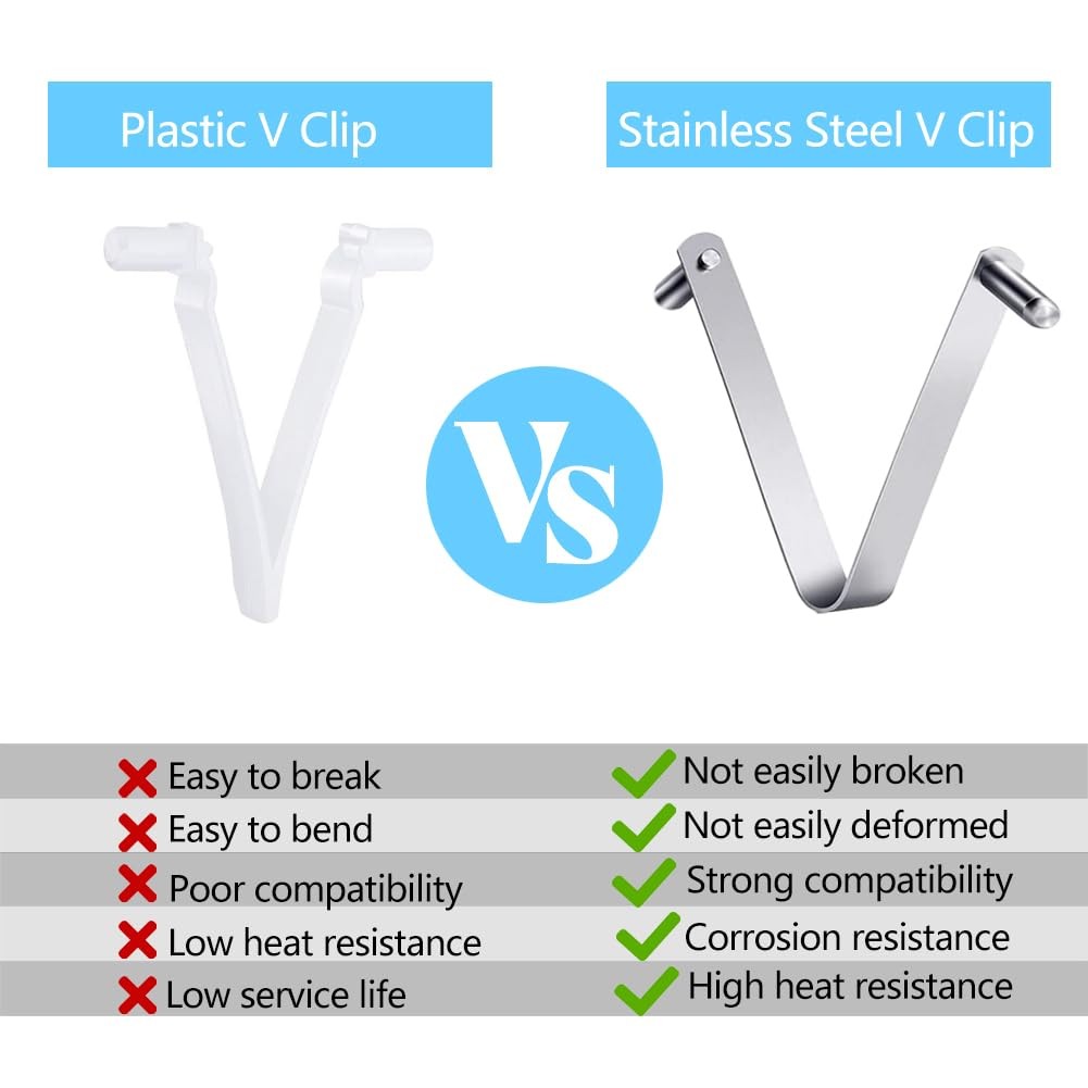 3 PCS Pool Brush V-Shaped Clip,Stainless Steel Universal Pool Pole Butterfly