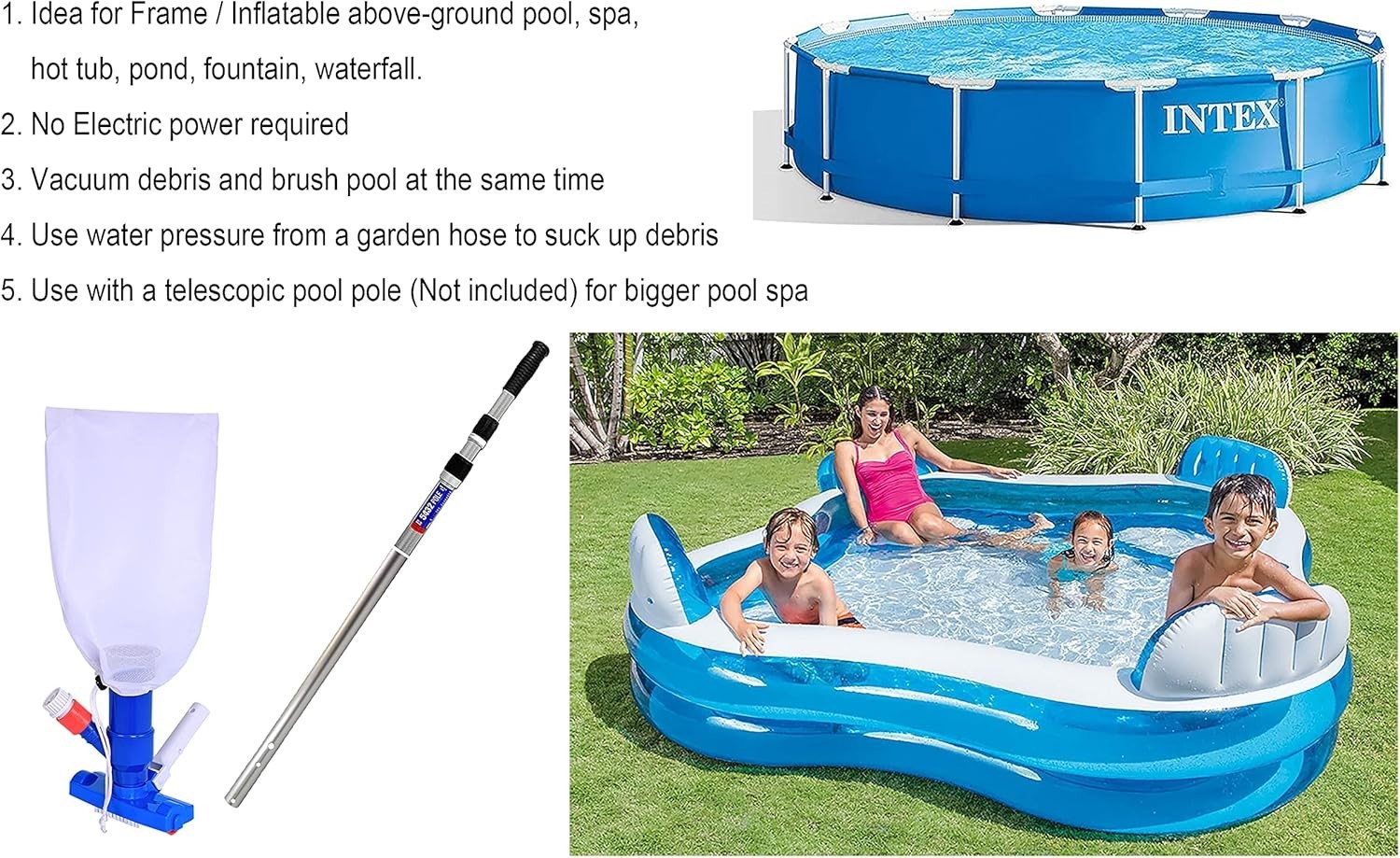 Lightweight Manual Pool Spa Jet Vacuum Cleaner – Perfect for Every Pool Type
