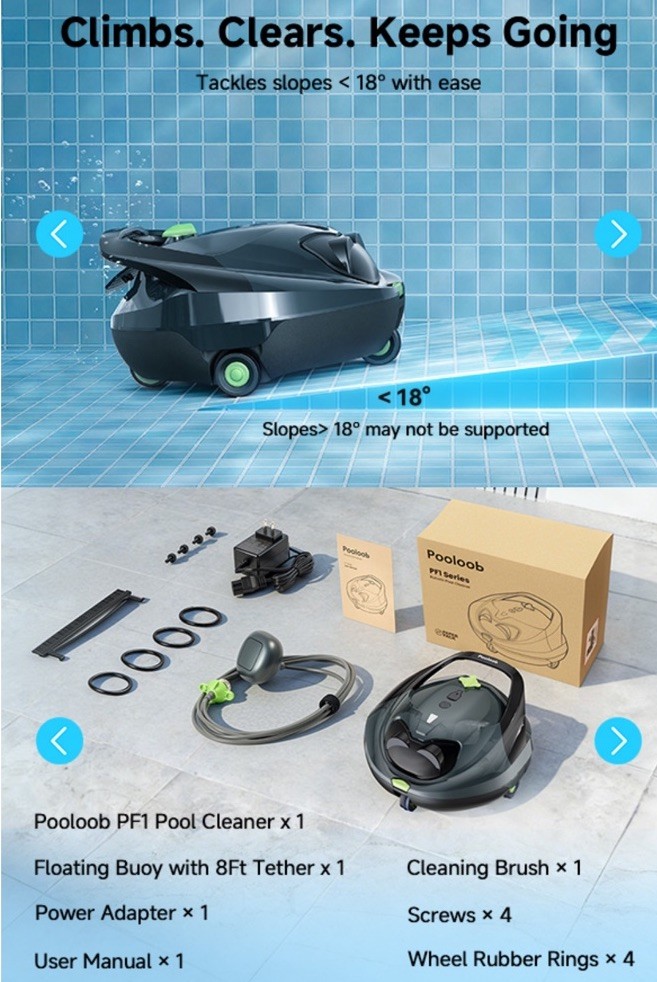 Pool Robot Vacuum Cleaner Robotic Floor Cleaner Cordless for Pool Maintenance