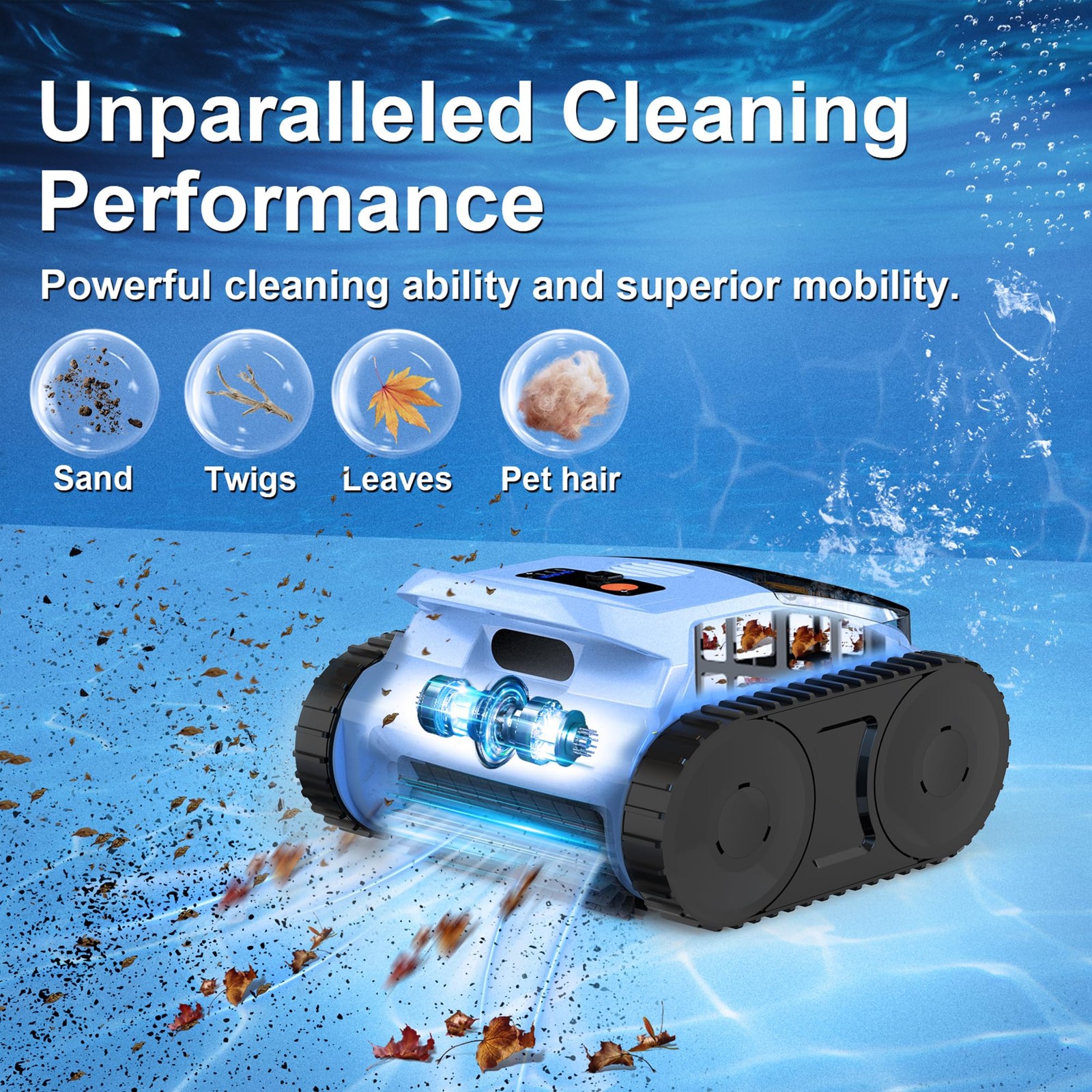 (2026 Upgrade) Pool Vacuum for Inground Pools,Cleaning Up to 2100 Sq.ft, 180 Min