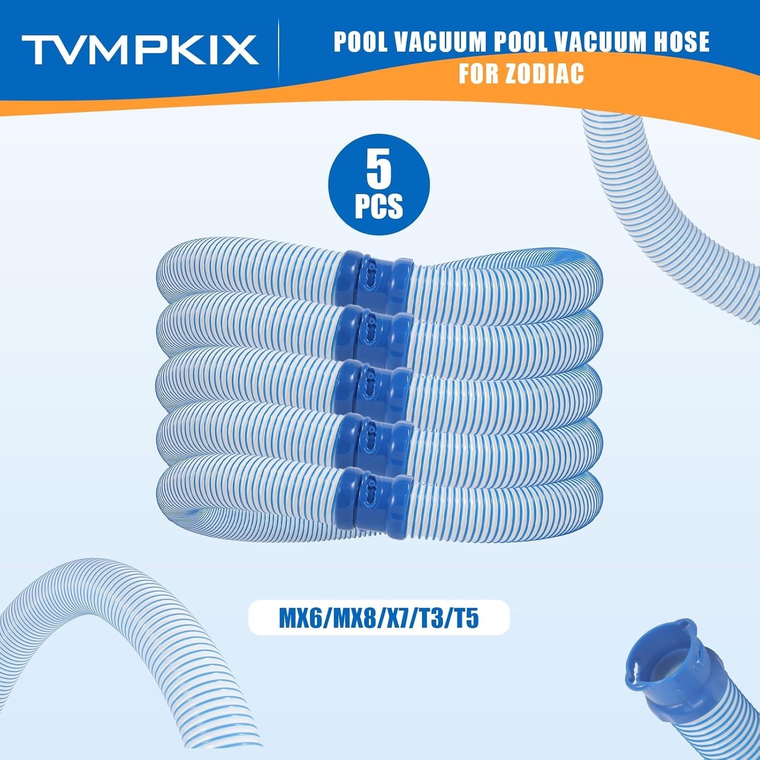 5-Pack Pool Cleaner Hose for Zodiac MX6 MX8 – 39” Twist-Lock Sections R0527700