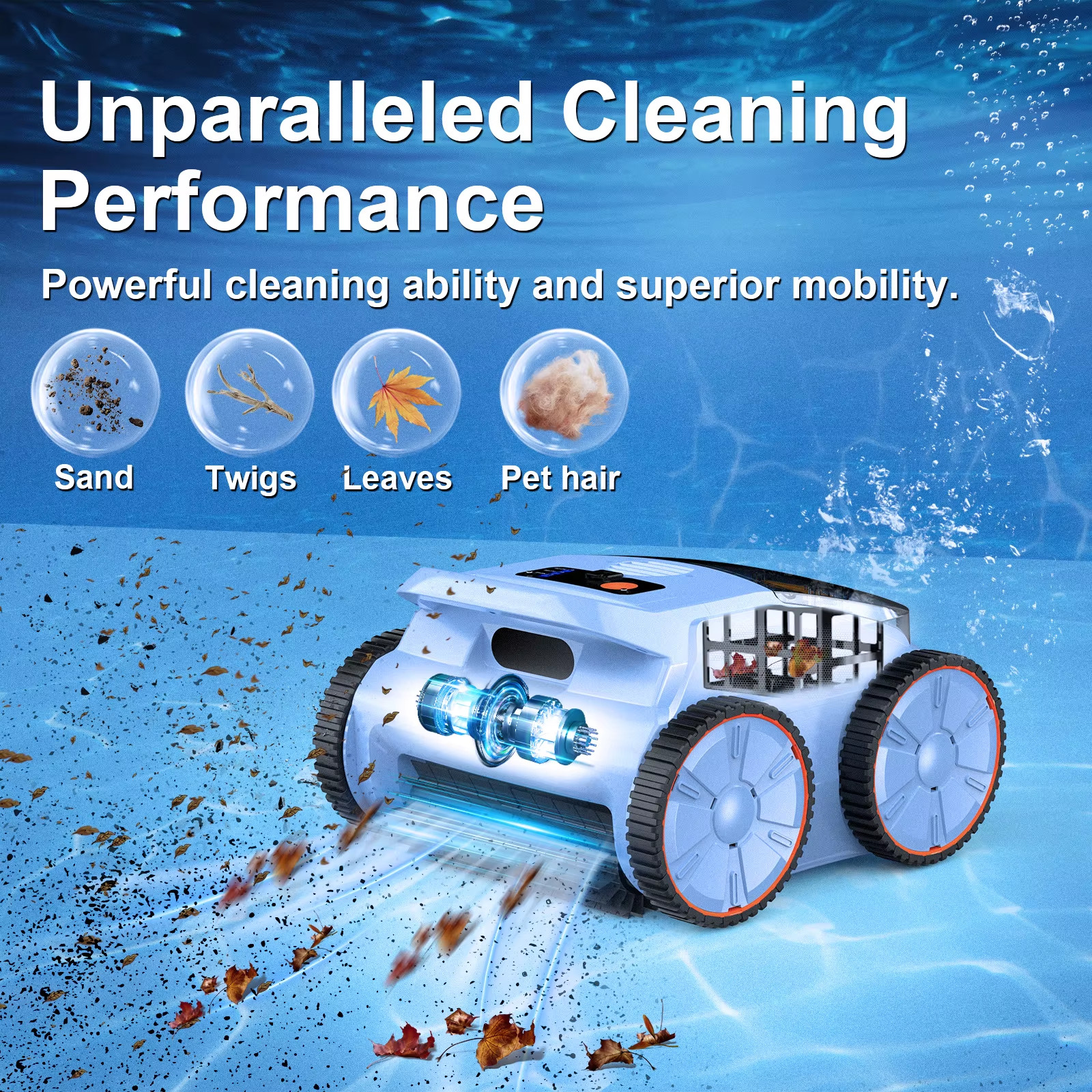 Pool Vacuum up to 180 Mins Run Time, Robotic Pool Cleaner above Ground for Ingro