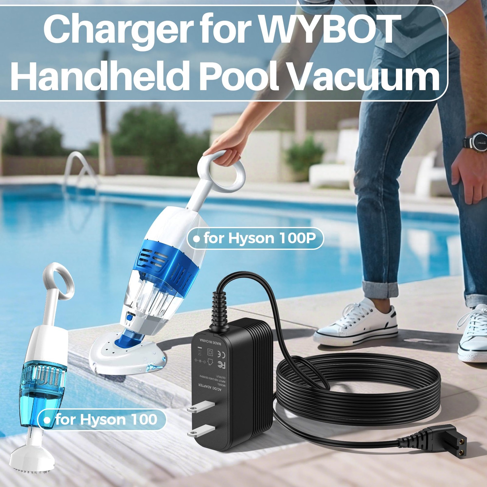 12.6V Charger for WYBOT Pool Vacuum Hyson 100 100P CF-WYRP018 Handheld Black