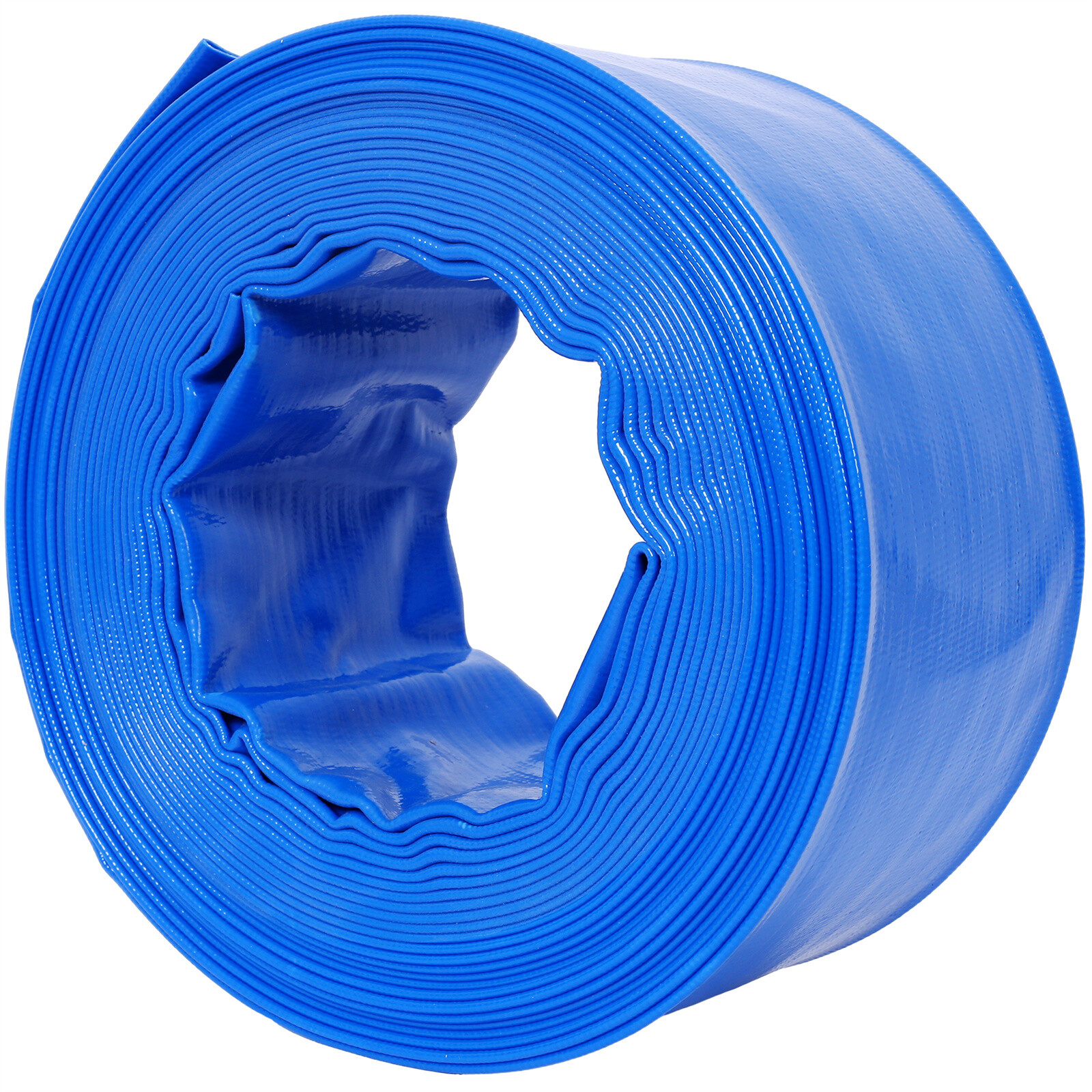 Discharge Hose 3-Inches x 50FT PVC Lay Flat Hose Backwash Drain Hose w/ Clamps