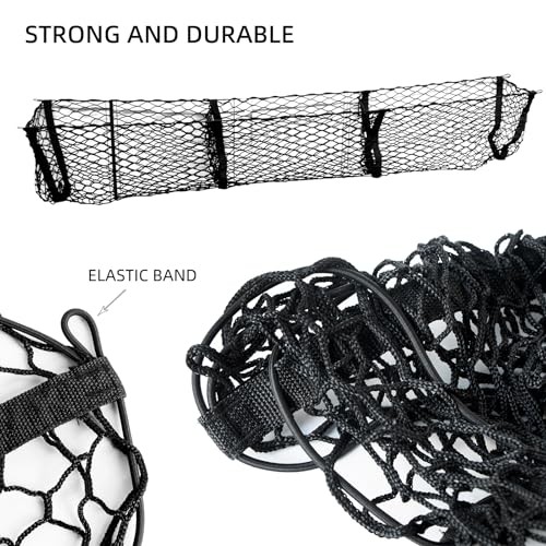 59 Inch Cargo Net Trunk Organizer with 3 Pockets, Heavy Duty Mesh Storage Net
