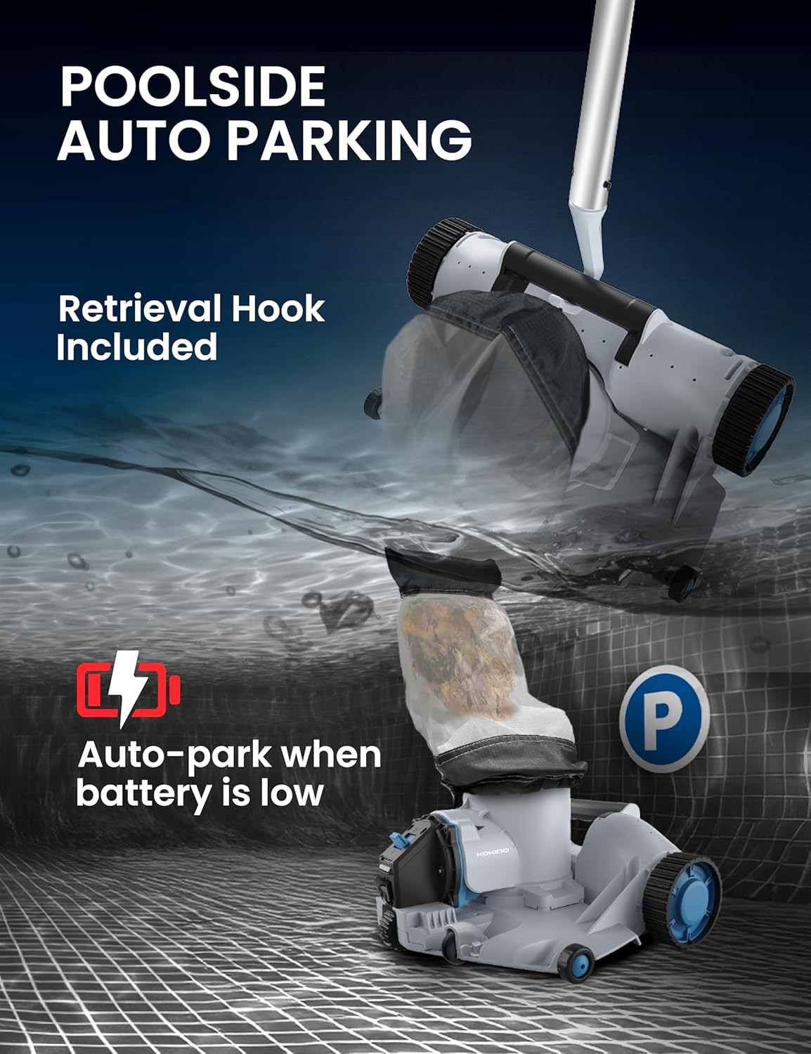 Automatic Leaf Robotic Pool Vacuum Cleaner Heavy‑Duty Pool Opening Heavy Debris