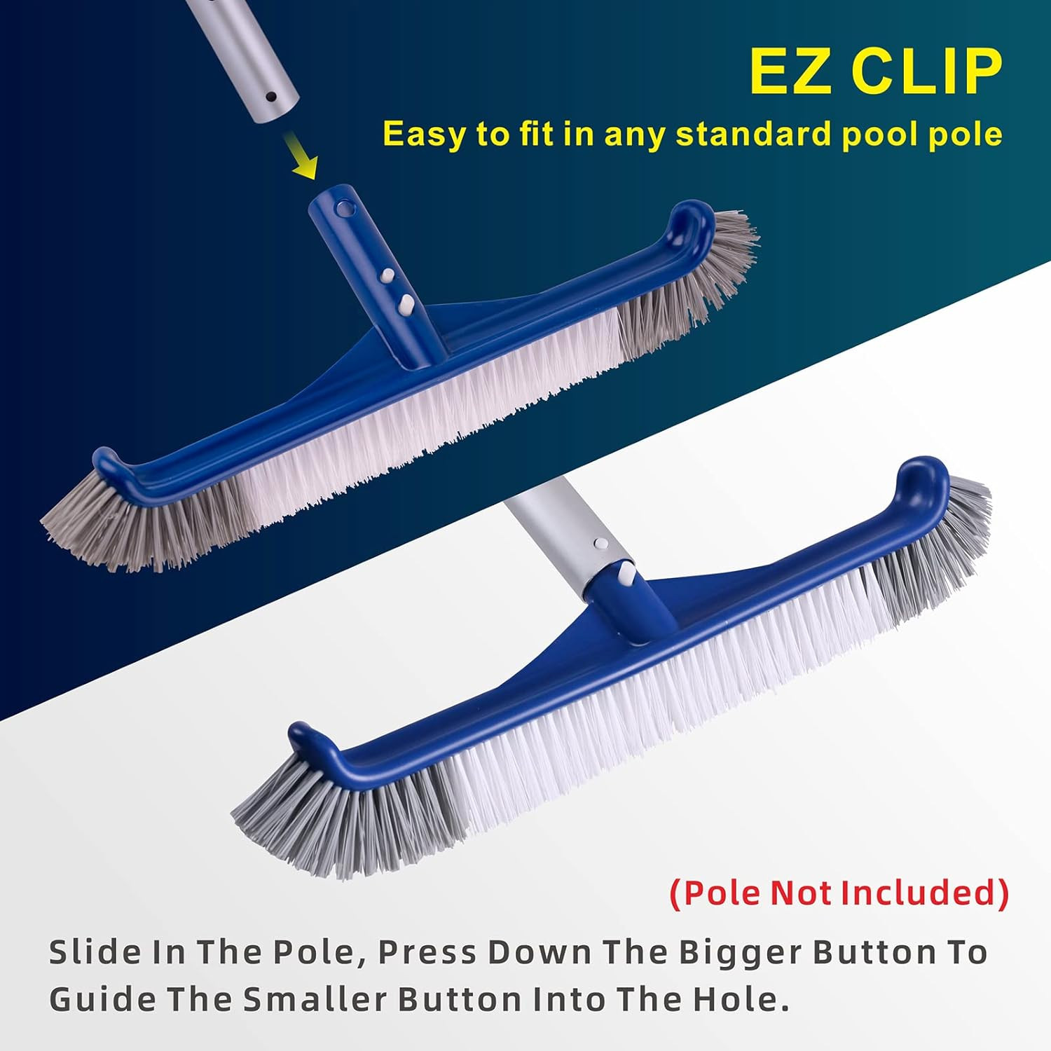 POOLAZA Pool Brush, 17.5 » Pool Brush Head for Inground Pools & Above-Ground Poo