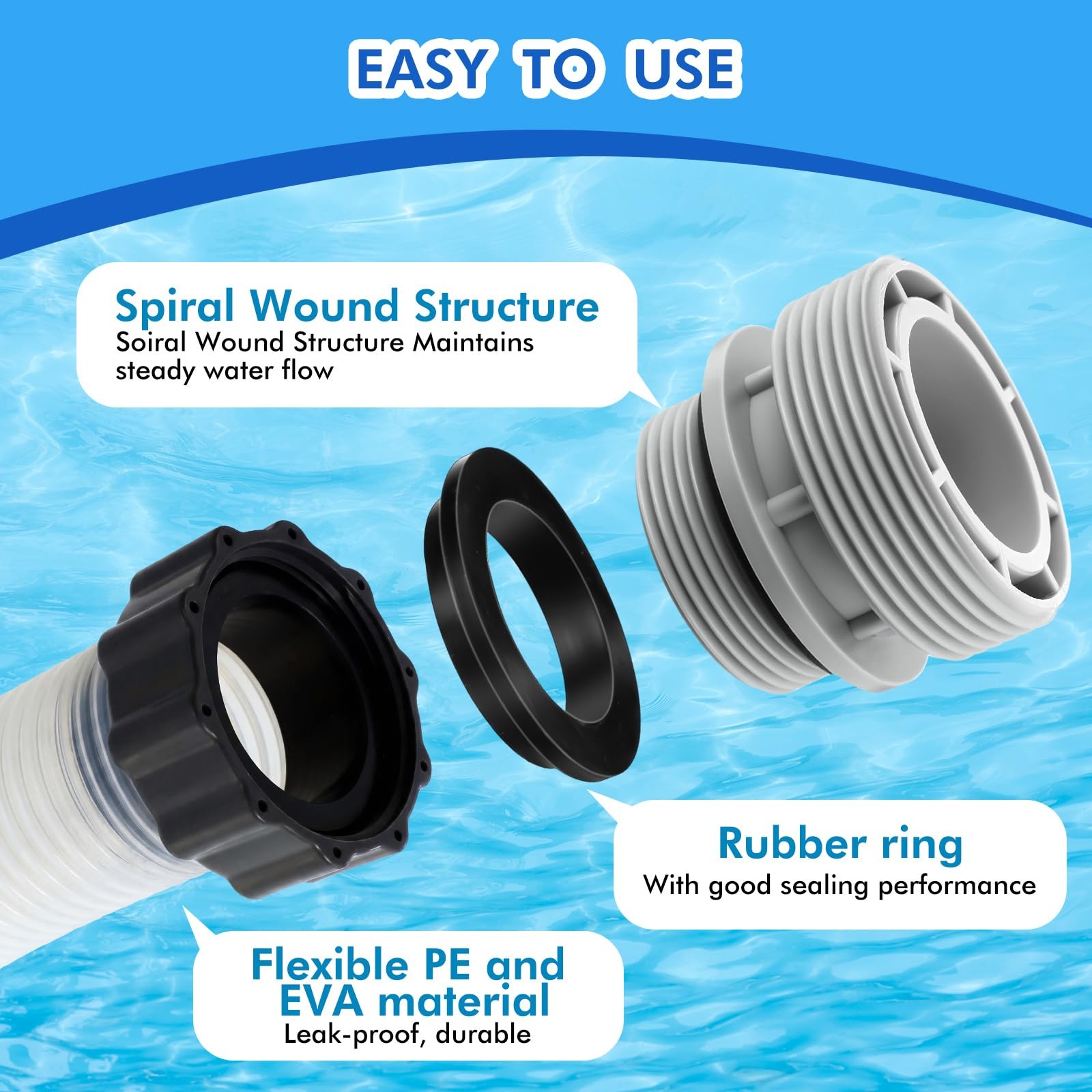 Innconee 3 Pack 1.5X59 29060E Flexible Pool Filter Pump Hose Kit For Above