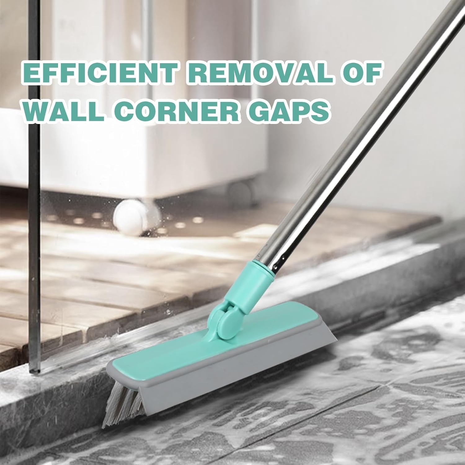 Push Brush with Stiff Bristles and Long Handle for Cleaning Scrubbing Deck Yard