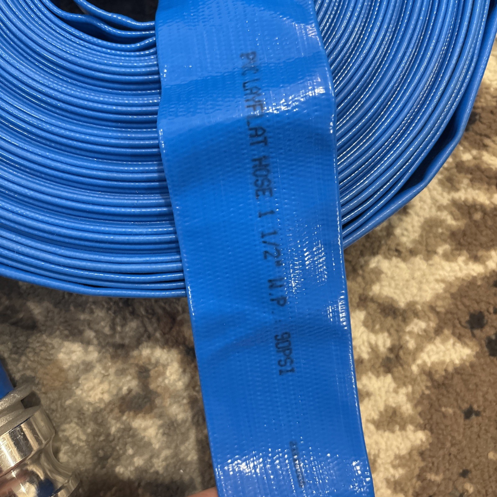 1.5&Prime; x 50ft PVC Lay Flat Discharge Hose With Aluminum Camlock C and E Fittings