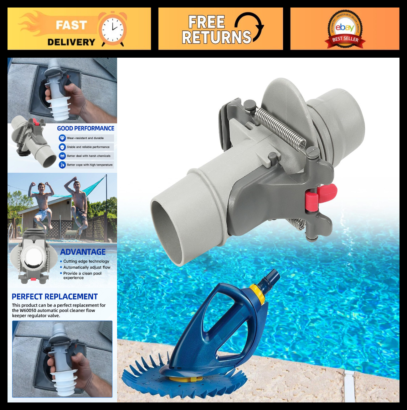Automatic Pool Cleaner Regulator Valve W60050 for Zodiac G3/G3 Pro/Ranger/Wahoo