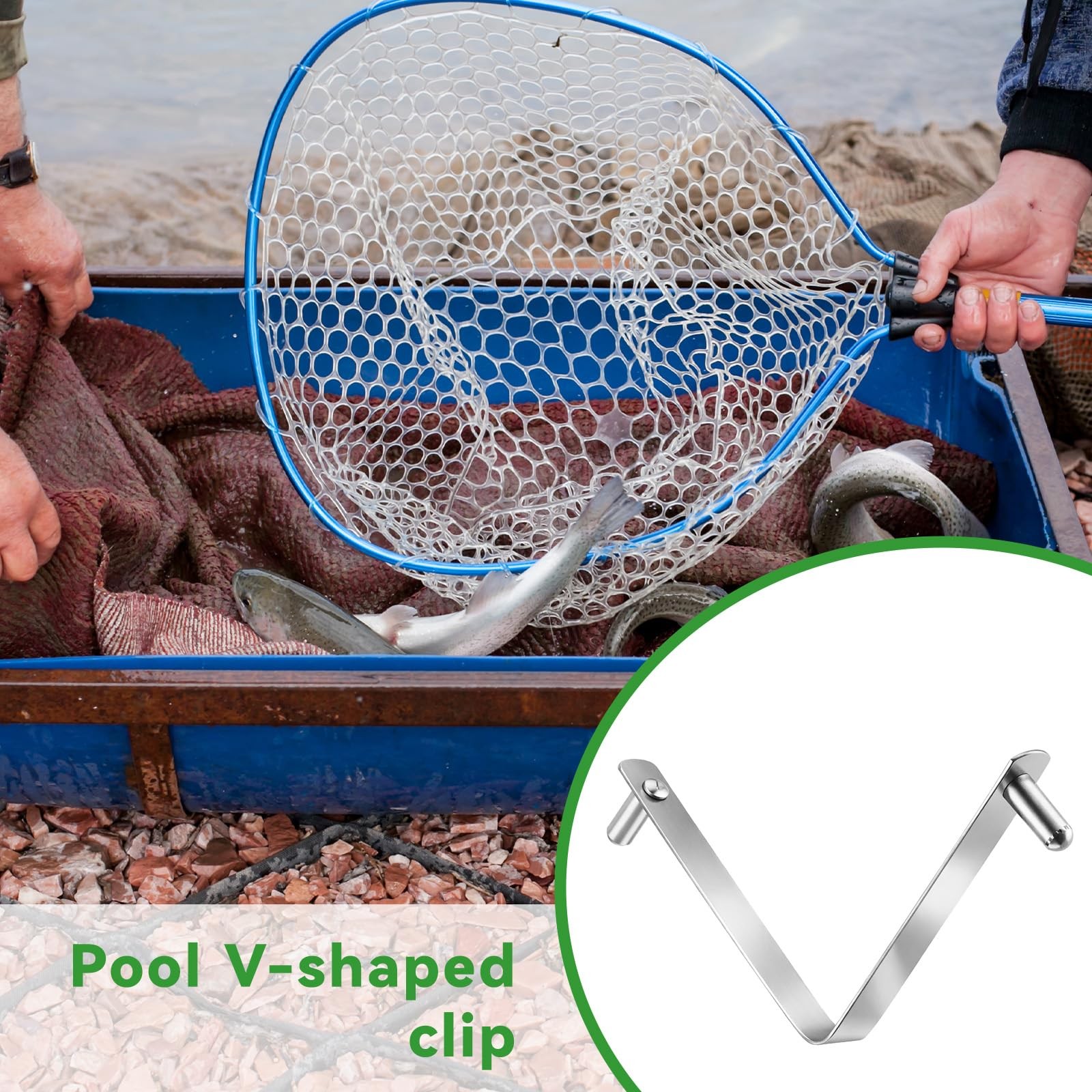 6Pcs Pool Pole Clips, V-Shaped Stainless Steel Pool Brush Clip Double Pin Spr…