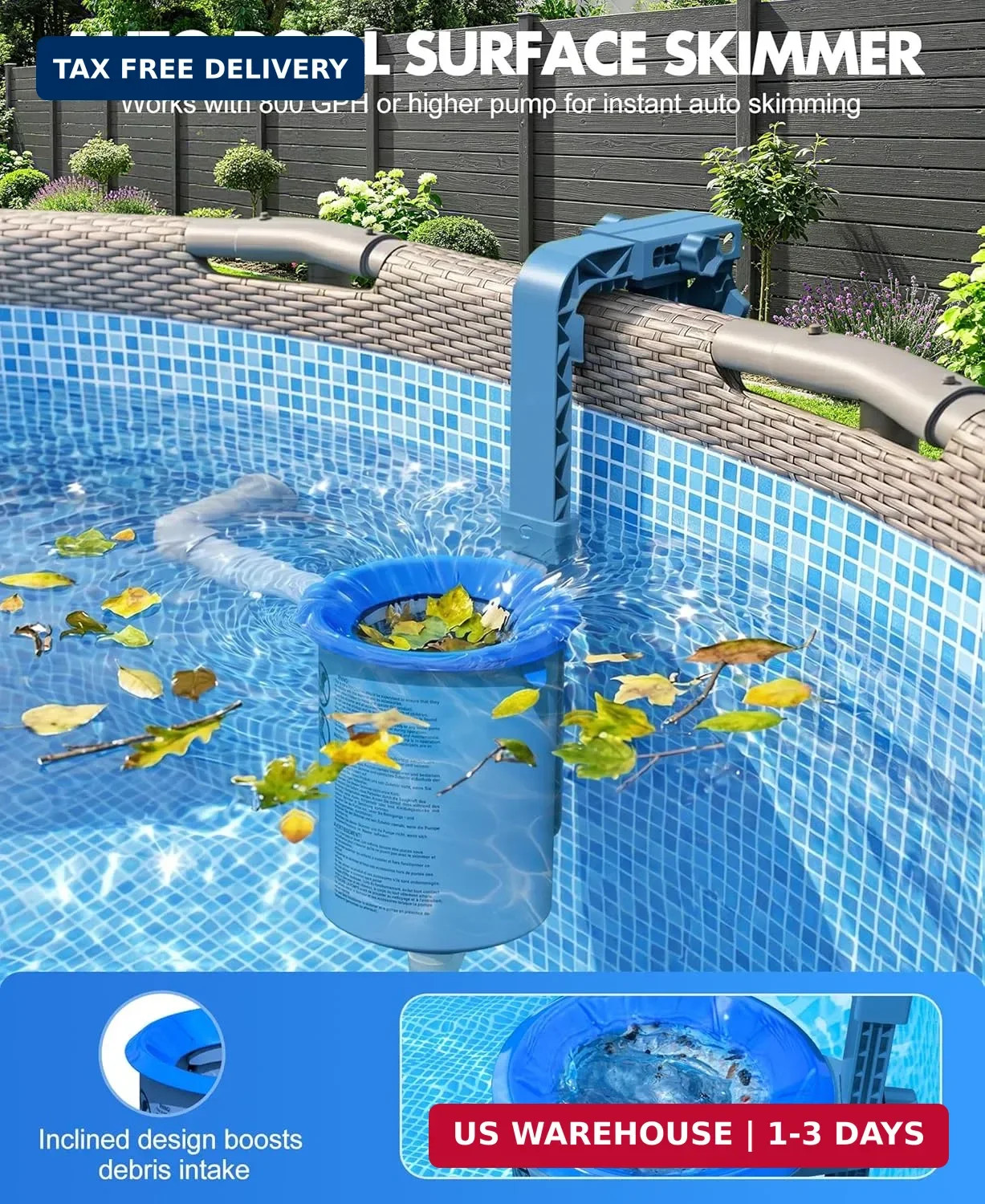 KIrSwp 2026 Above Ground Pool Skimmer with 3 Skimmer Socks | Wall Mount Surface