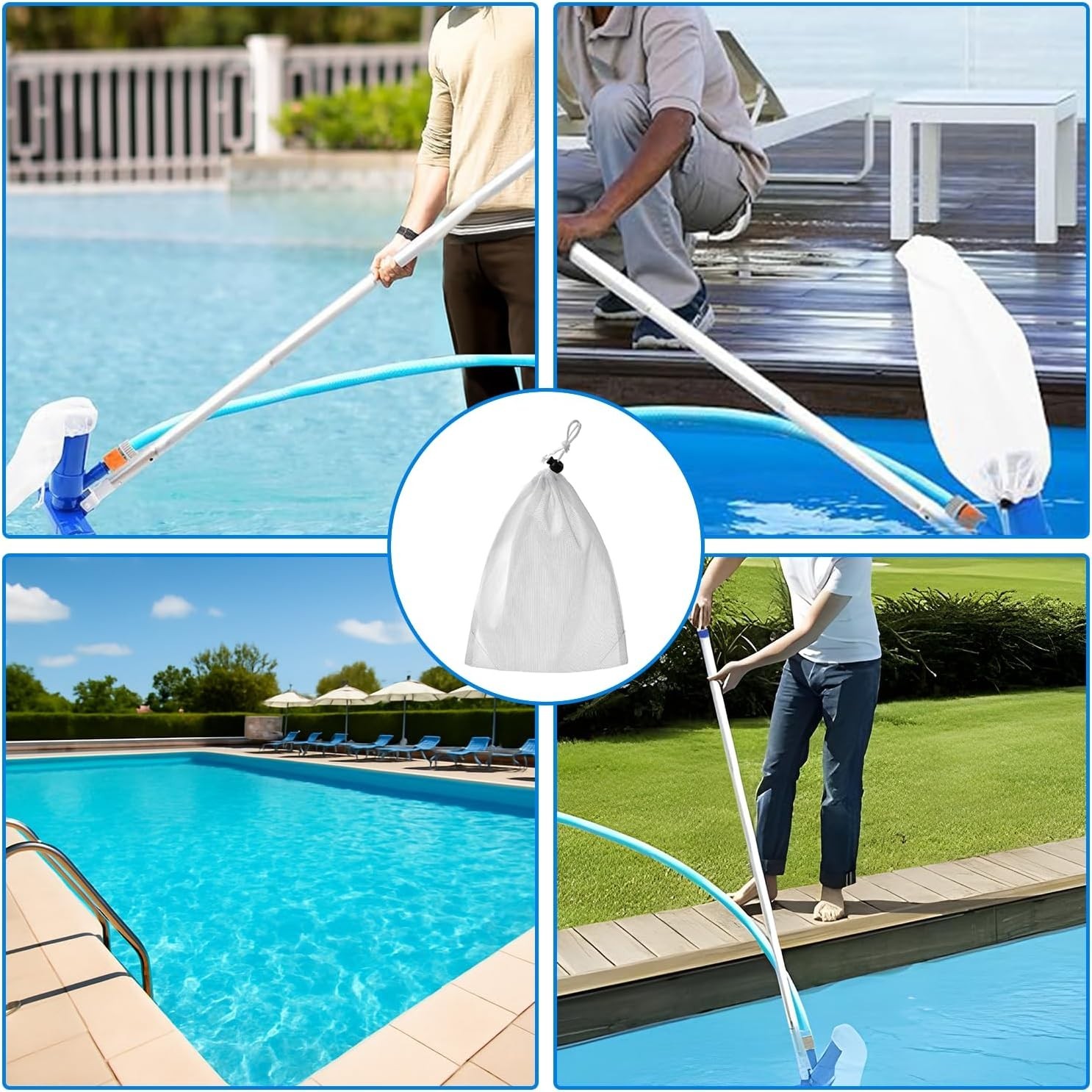 4 PCS Pool Vacuum Replacement, Pool Leaf Vacuum Net Bag, Mesh Bag for Pool Va…