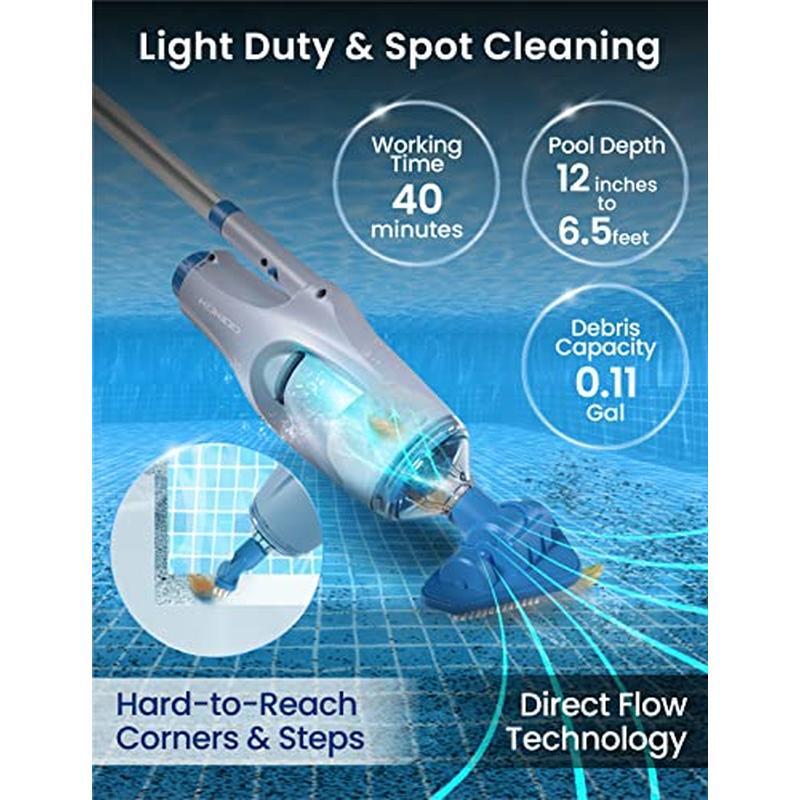 Rechargeable Cordless Handheld Pool Vacuum W/ Adjustable Pole & Brush Heads New