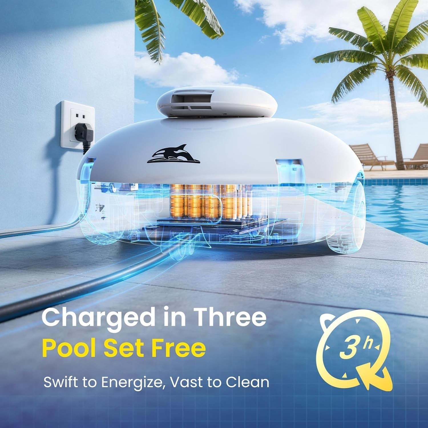 Battery-Powered K2 Pool Cleaner with One-Button Start – Ideal for All Pool Types