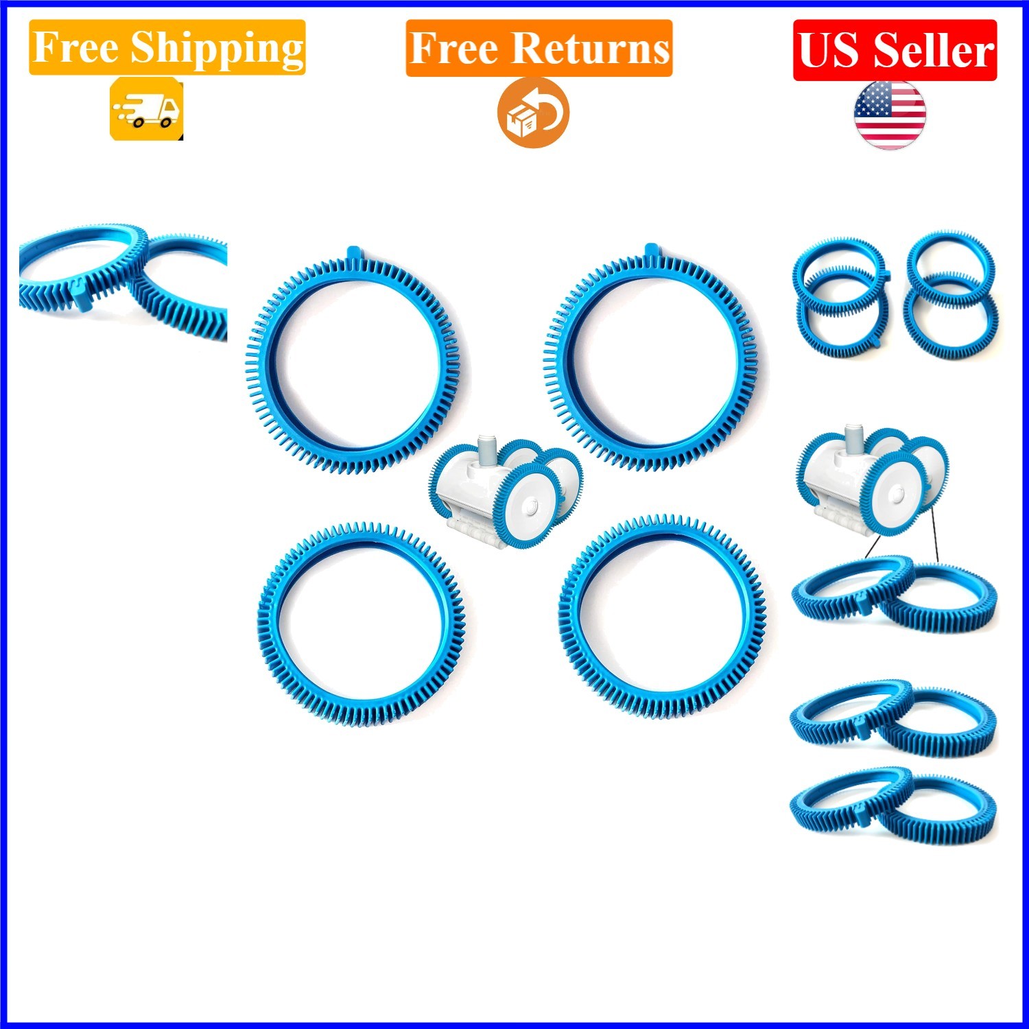 Pool Cleaner Tire Kit for Poolvergnuegen 896584000-143/082, 2 Front & Rear, 6…