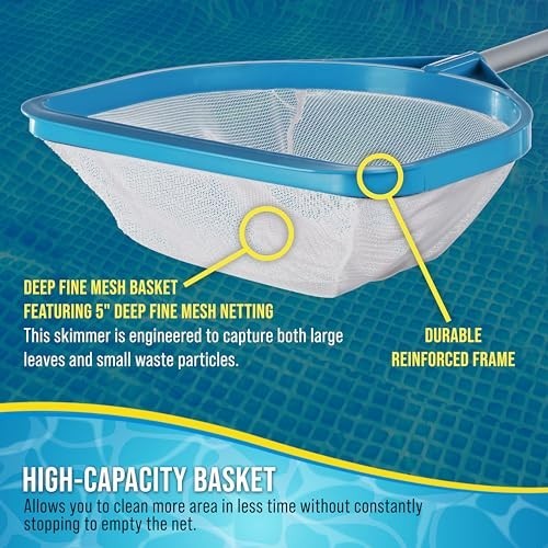 Pool Skimmer Net 30 Inch Fine Mesh Hand Held Spa Hot Tub Pond Cleaning Deep