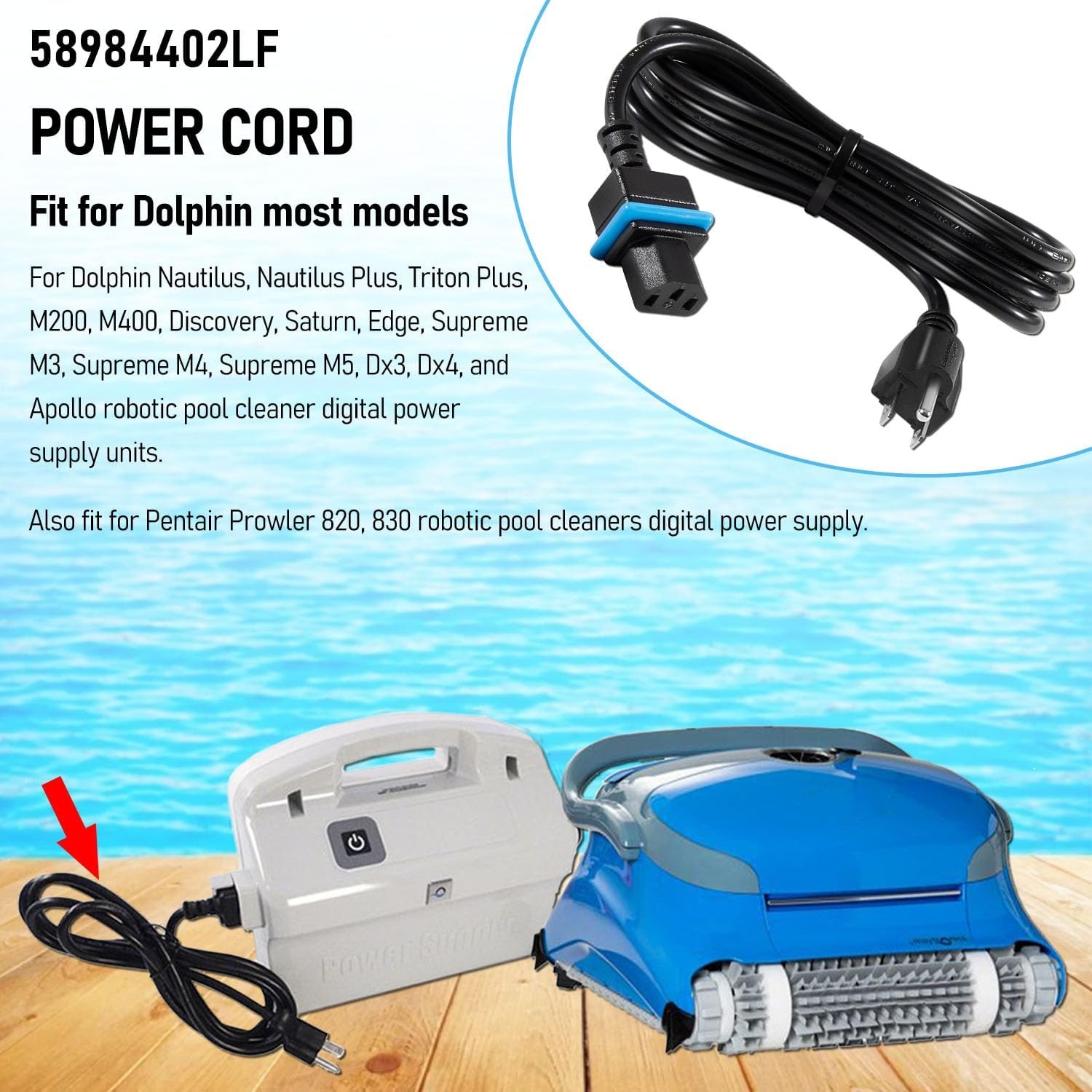 58984402L Power Cord Part For Maytronics Dolphin Pool Cleaner Power Supply