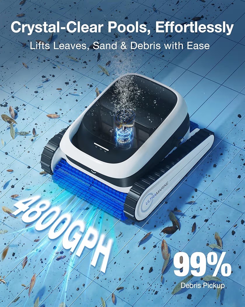 ECOVACS Ultramarine P1 Cordless Robotic Pool Cleaner 4800 GPH App, 180 Min