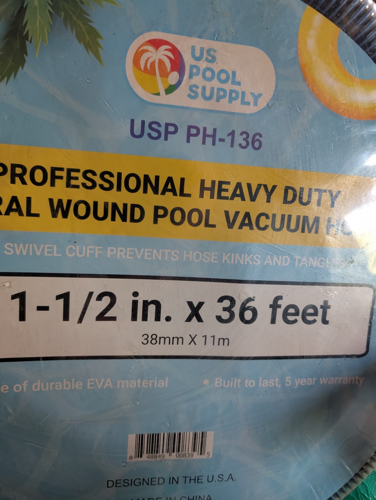 U.S. Pool Supply 1 1/2&Prime; X 36 Ft. Professional Brand New Vacuum Hose