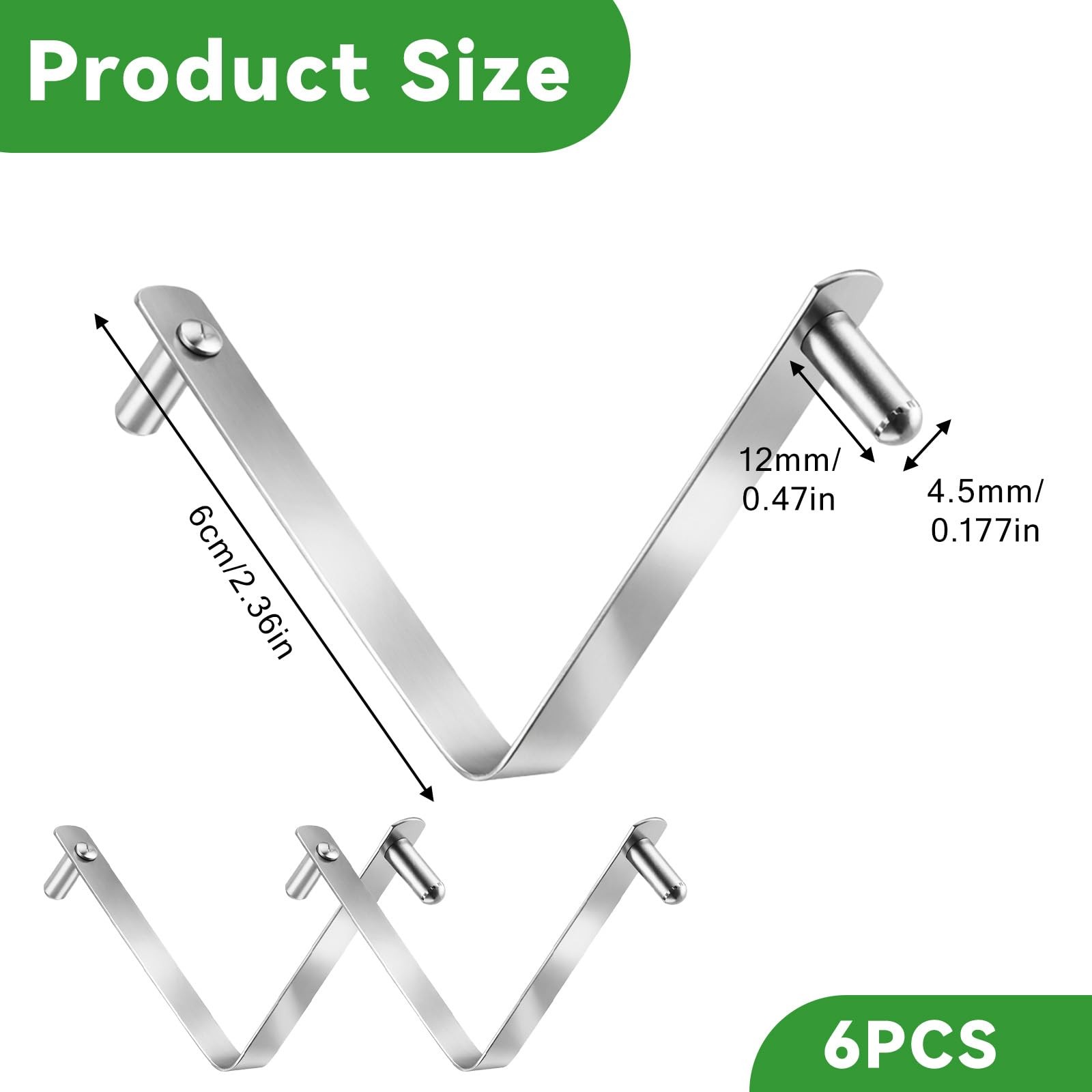 6Pcs Pool Pole Clips, V-Shaped Stainless Steel Pool Brush Clip Double Pin Spr…