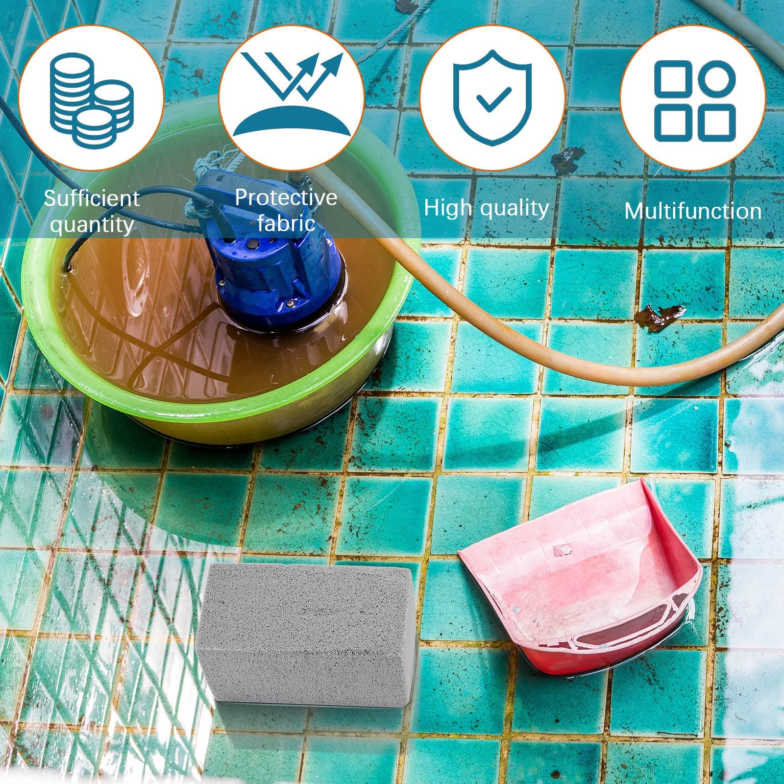 4 Pcs Pools Tile Pumice Stone for Cleaning Remover for Pool Tile 3.94 x 2.76 …
