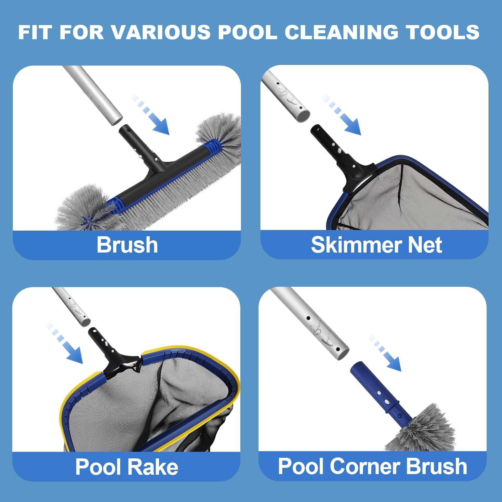 Poolvio 5in1 Pool Cleaning Kit Includes SemiDeep Skimmer Net, Aluminum Leaf …