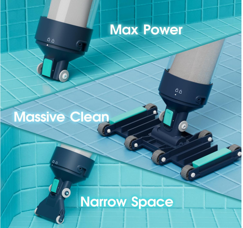 Heave Duty Handheld Pool Vacuum for Above Ground Pool – 18.9GPM Powerful Suction