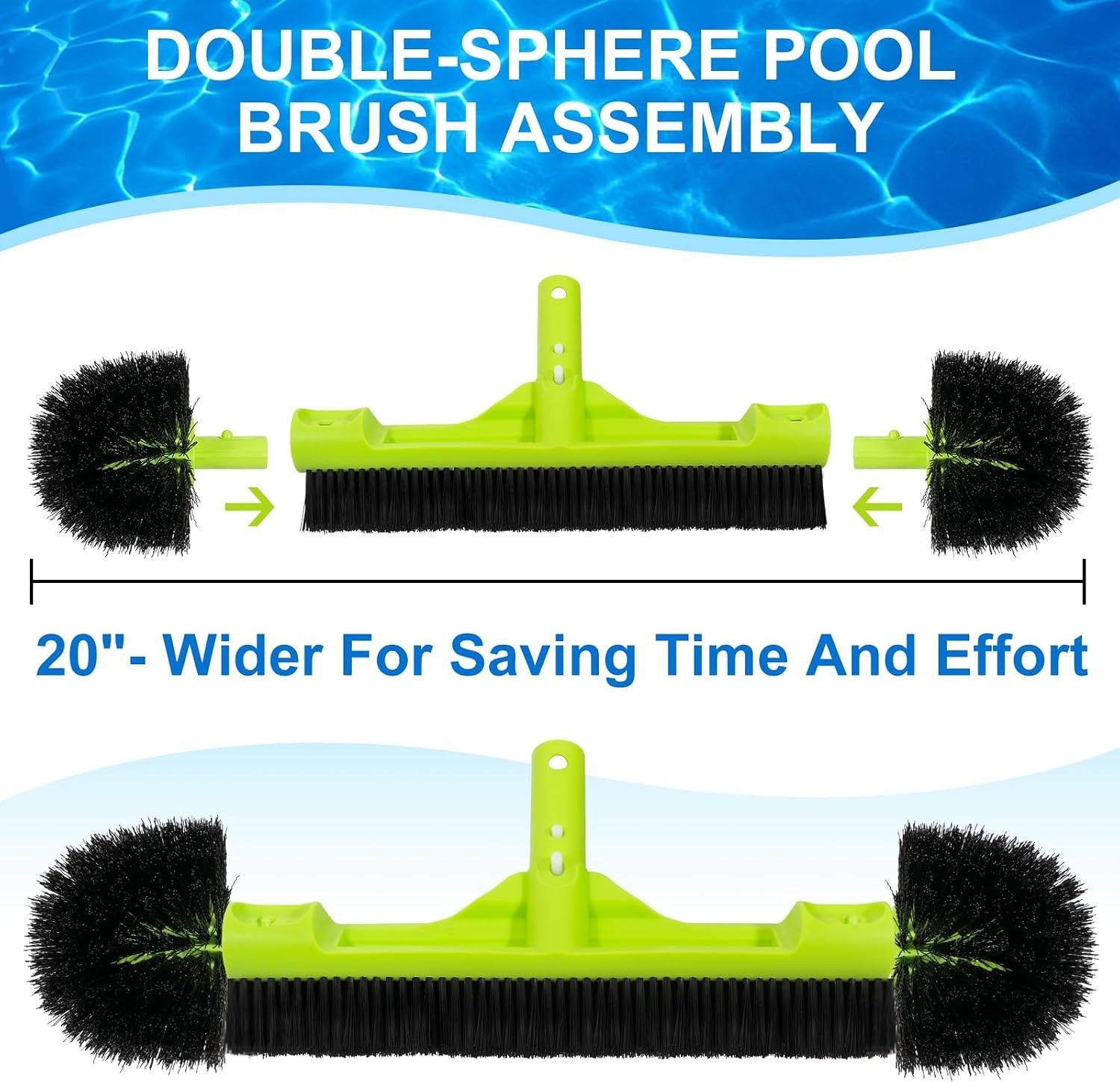 20&Prime; Wide Pool Brush Head for Cleaning Walls,Inground/Above Ground Swimming Po…
