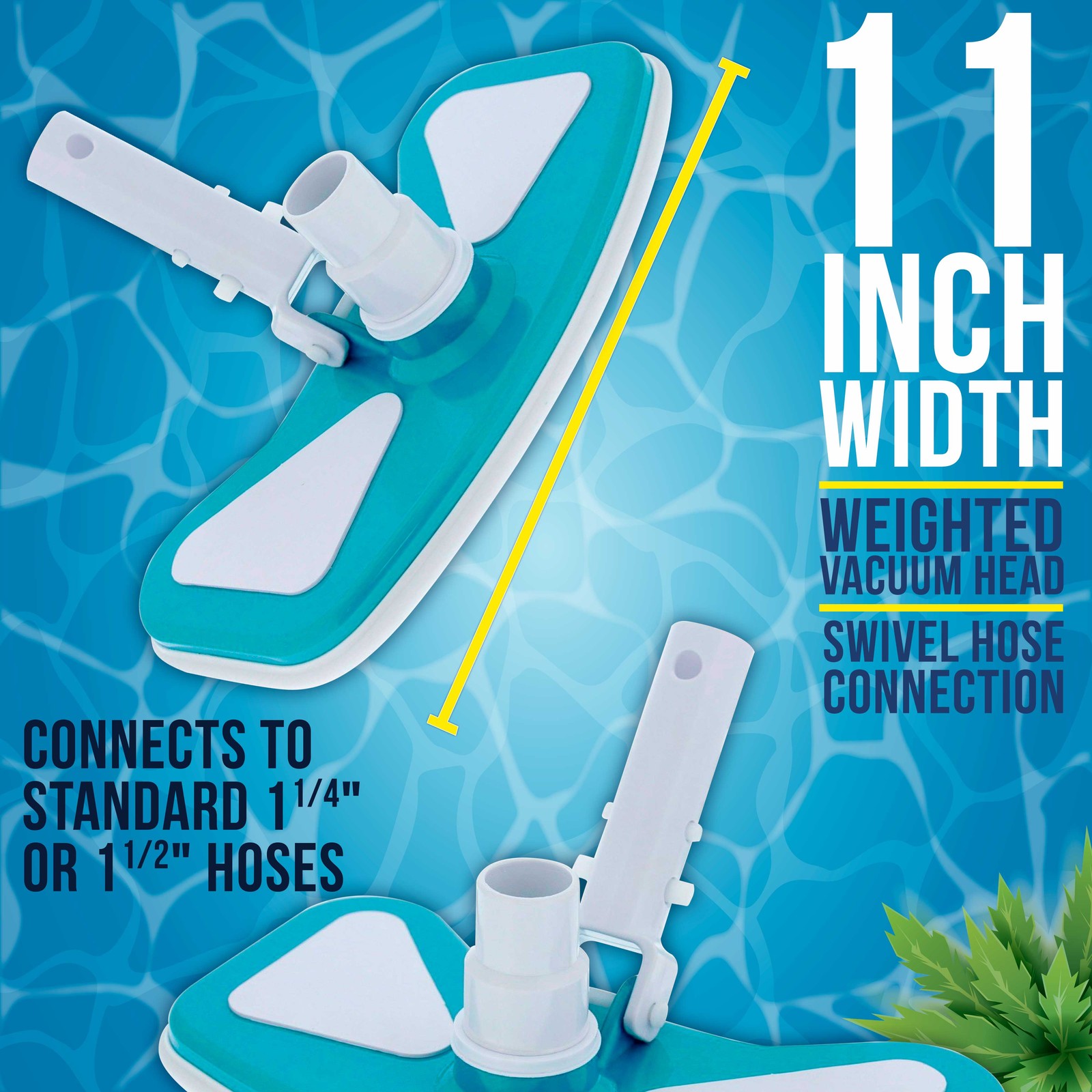 Weighted Butterfly Swimming Pool Vacuum Head, Vinyl Lined, Clean Remove Debris