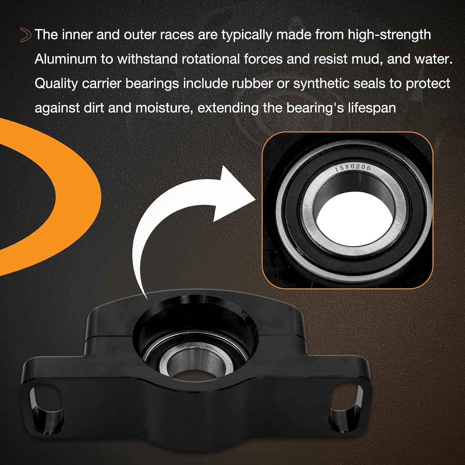 Driveshaft Carrier Bearing Kit Compatible with Polaris RZR S/S4/XP/900/1000 Heav