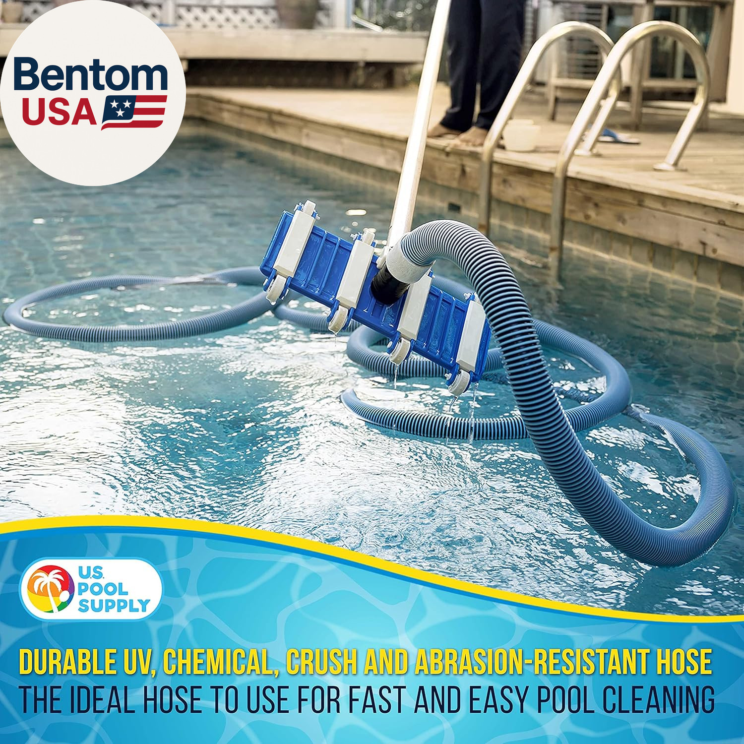 Pool Vacuum Hose – 1-1/2&Prime; X 50&prime; Professional Heavy Duty Pool Hose for Inground,