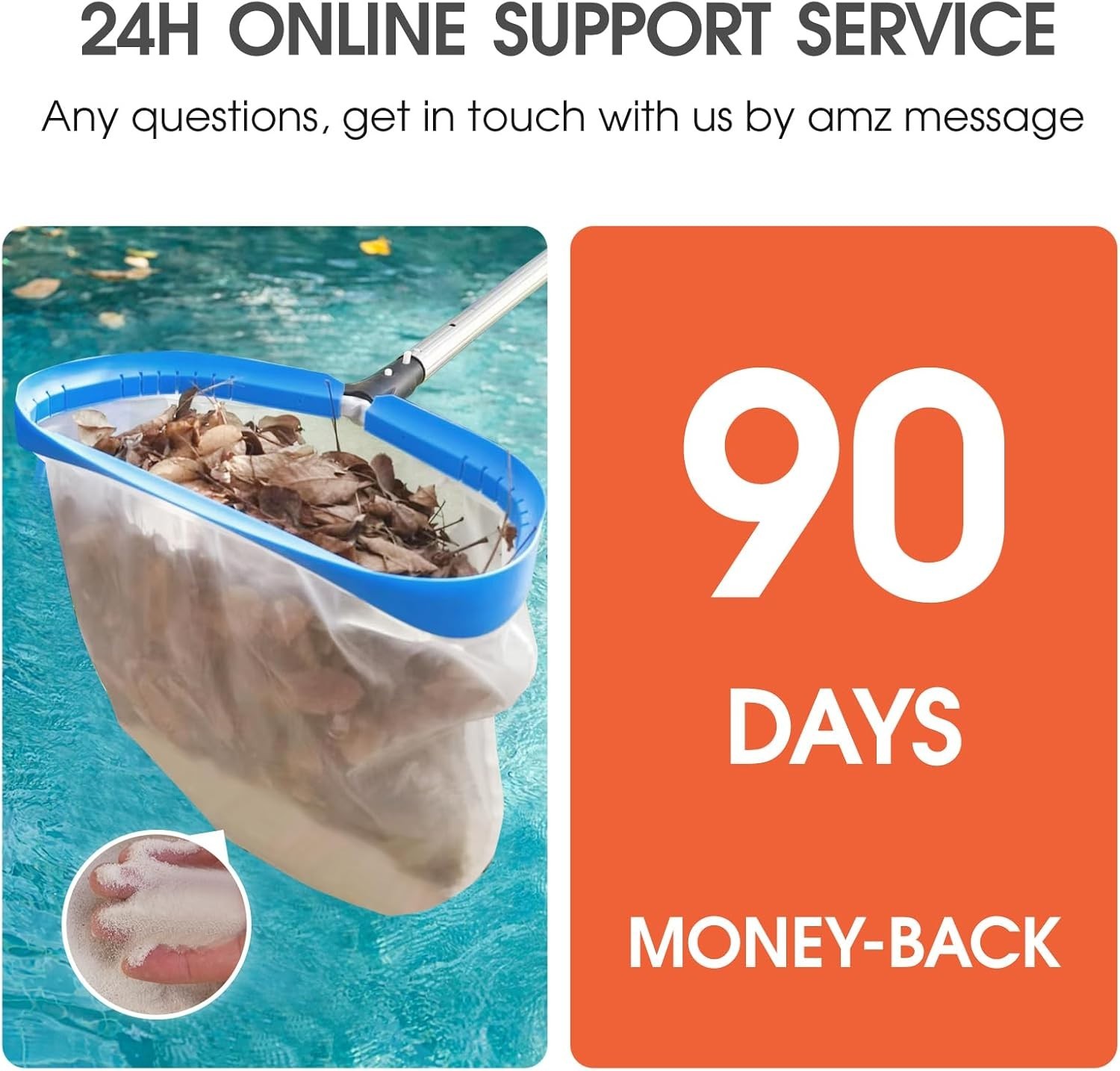 17.5 » Ultra Fine Mesh Pool Skimmer Net Rake for Sand Silt Pollen Debris – Super