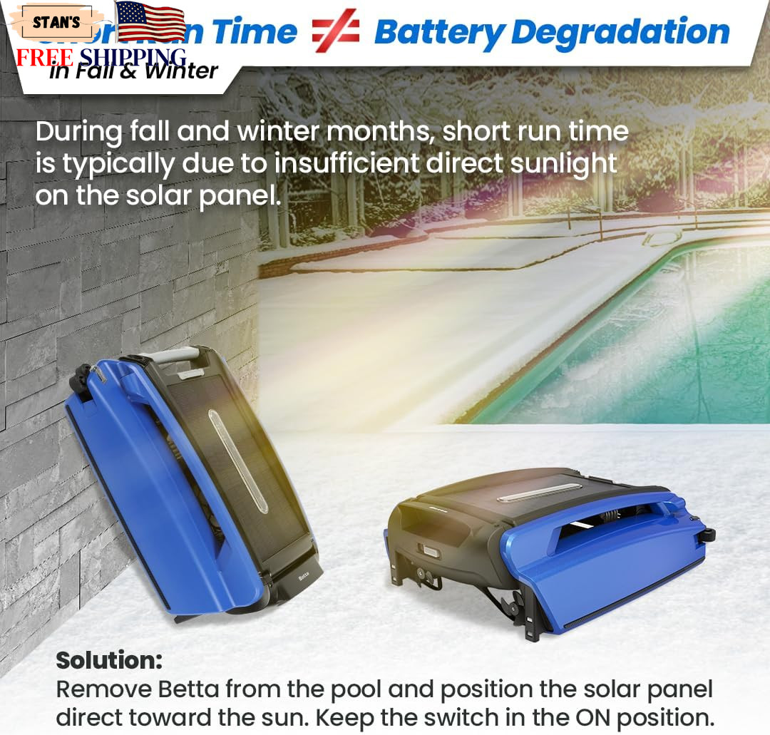 Betta SE Solar Powered Automatic Robotic Pool Surface Skimmer Cleaner Blue NEW