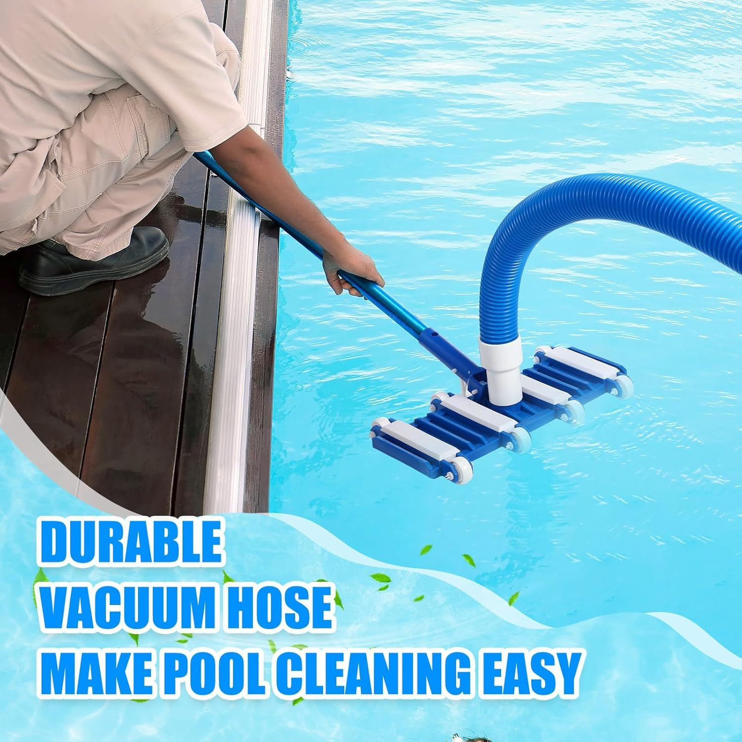 2 Pcs Pool Cleaning Vacuum Kits Include 14&Prime; Swimming Pool Vacuum Head with Flexi