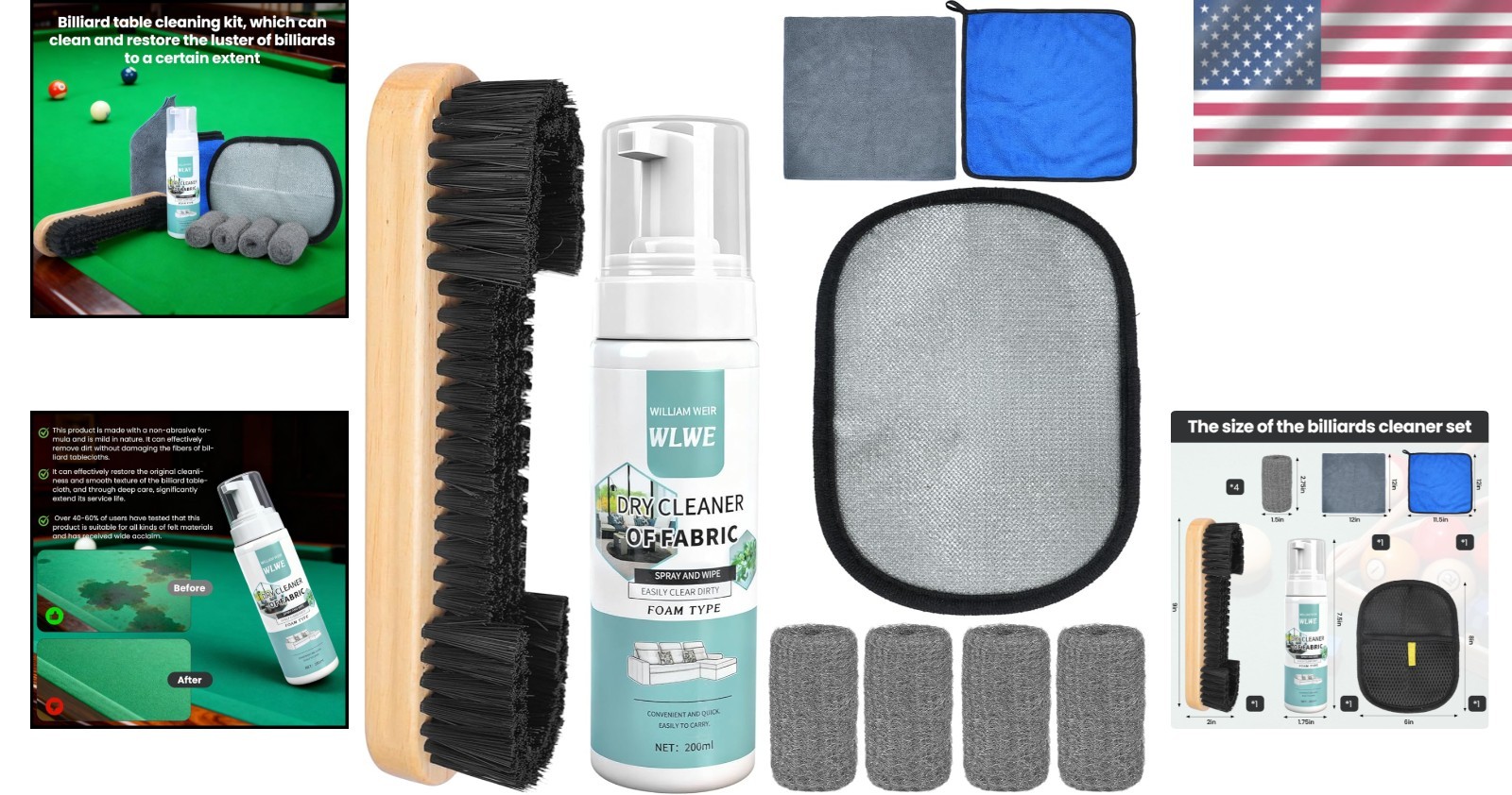 Gentle Billiard Cleaning Kit: Foam Spray & Ergonomic Brushes for Pristine Tables