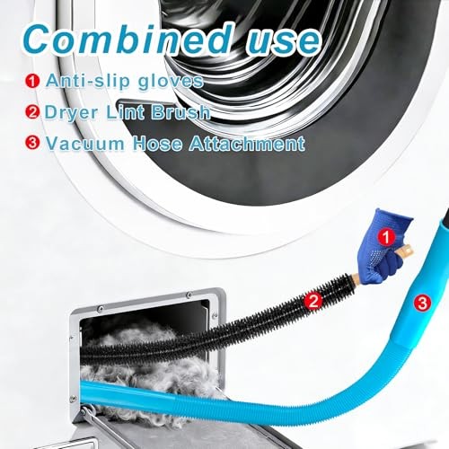 3PCS Upgraded Dryer Vent Cleaner Kit: Universal Vacuum Hose Blue Black