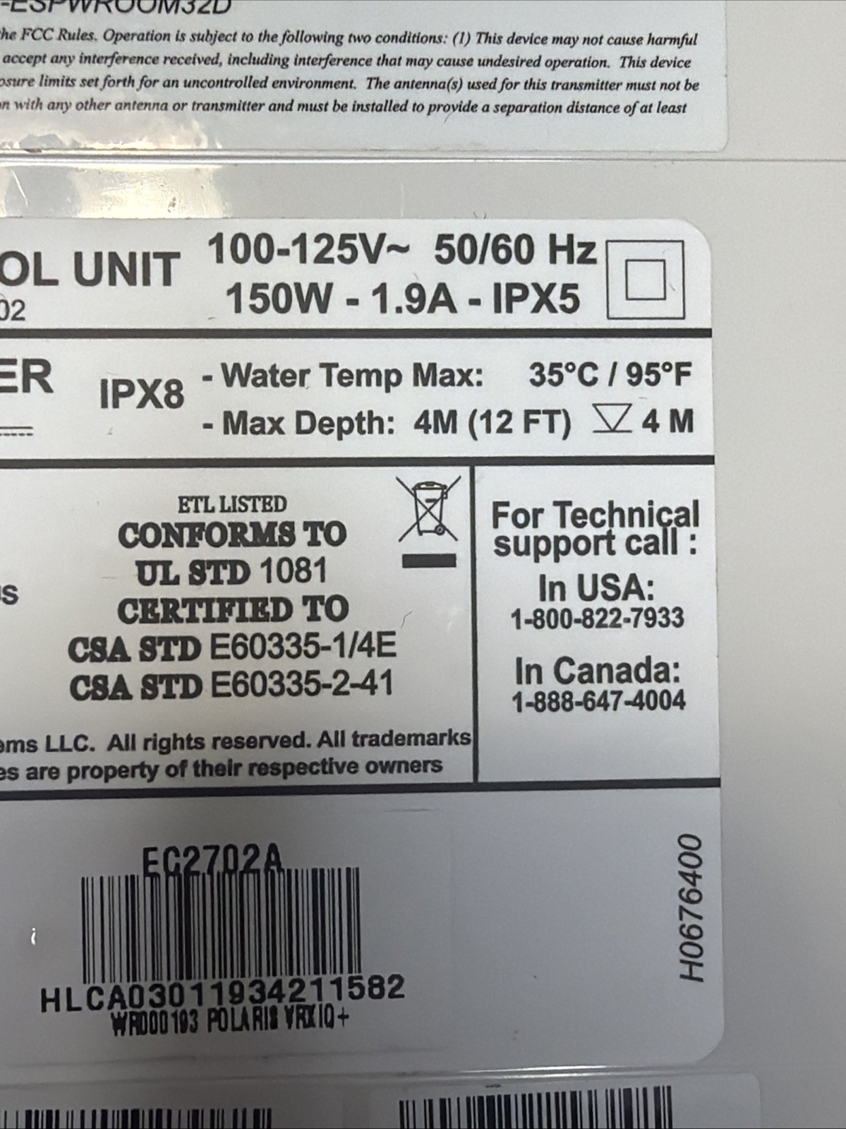 Polaris Robotic Pool Cleaner Control Unit EY2702 FOR PARTS OR REPAIR