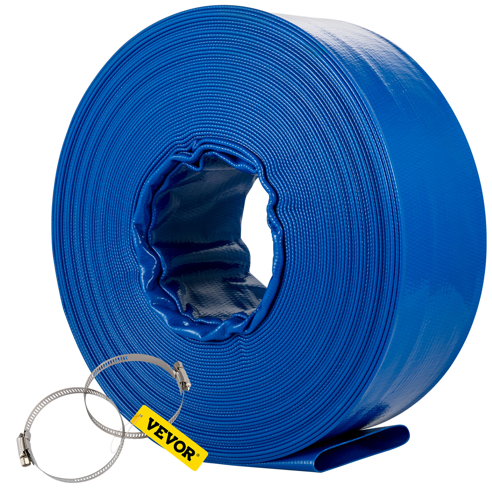 VEVOR Discharge Hose 4&Prime;x 105&prime; PVC Lay Flat Hose Backwash Drain Hose w/ Clamp