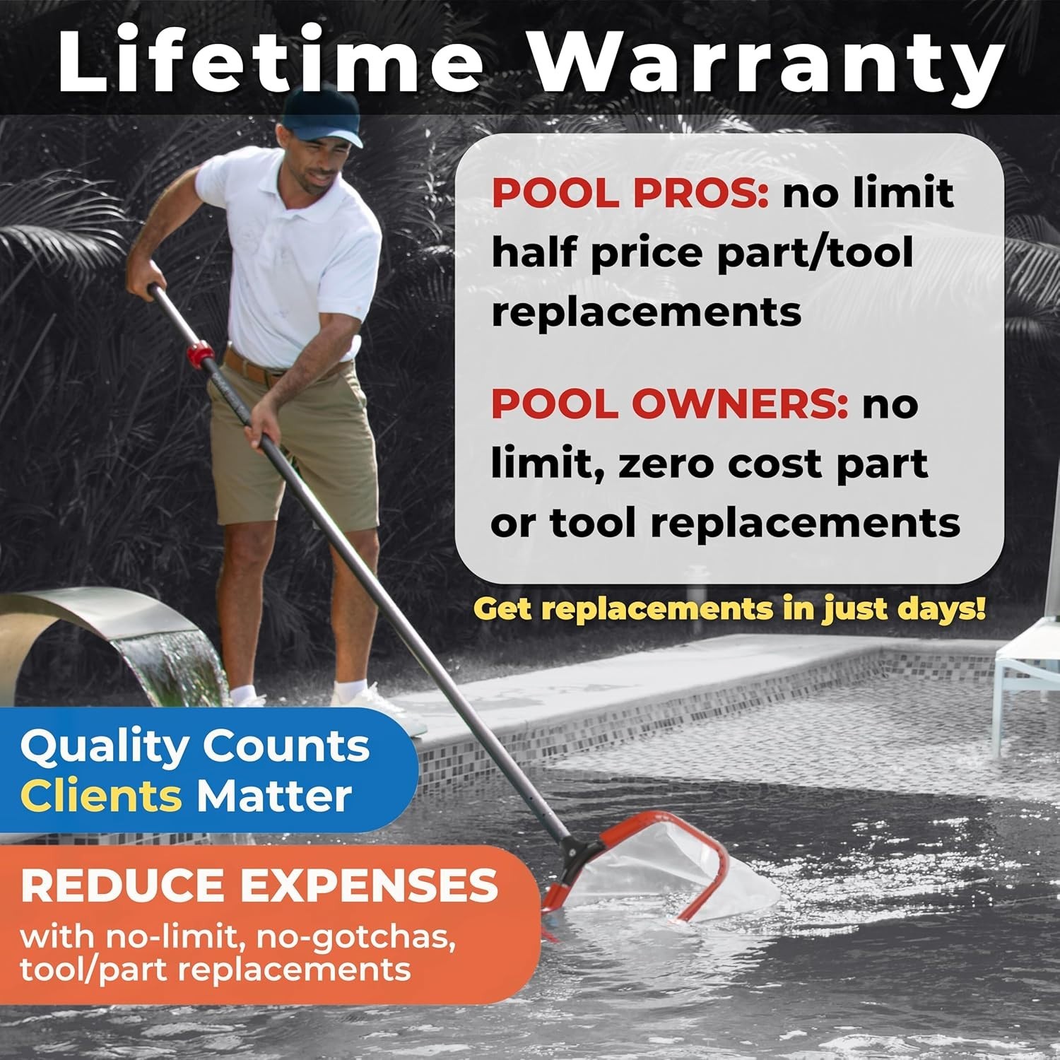ProTuff 17&Prime; Silt Net Pool Skimmer for PROS – “490 Promise” Unlimited Uncondit…
