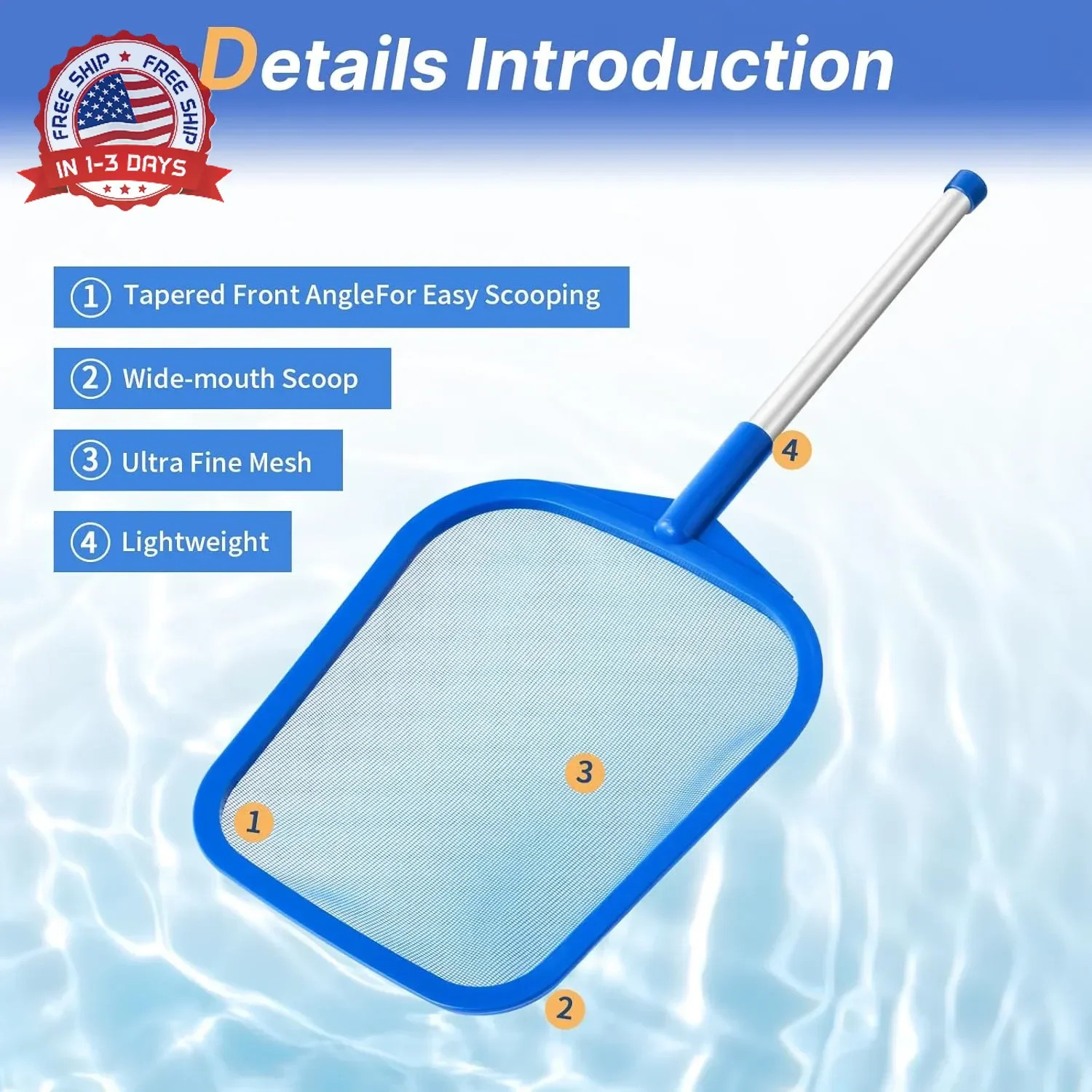 Tavaleu Pool Skimmer, Hot Tub Skimmer Spa Net with Pole, 26 », Ultra Fine Mesh S