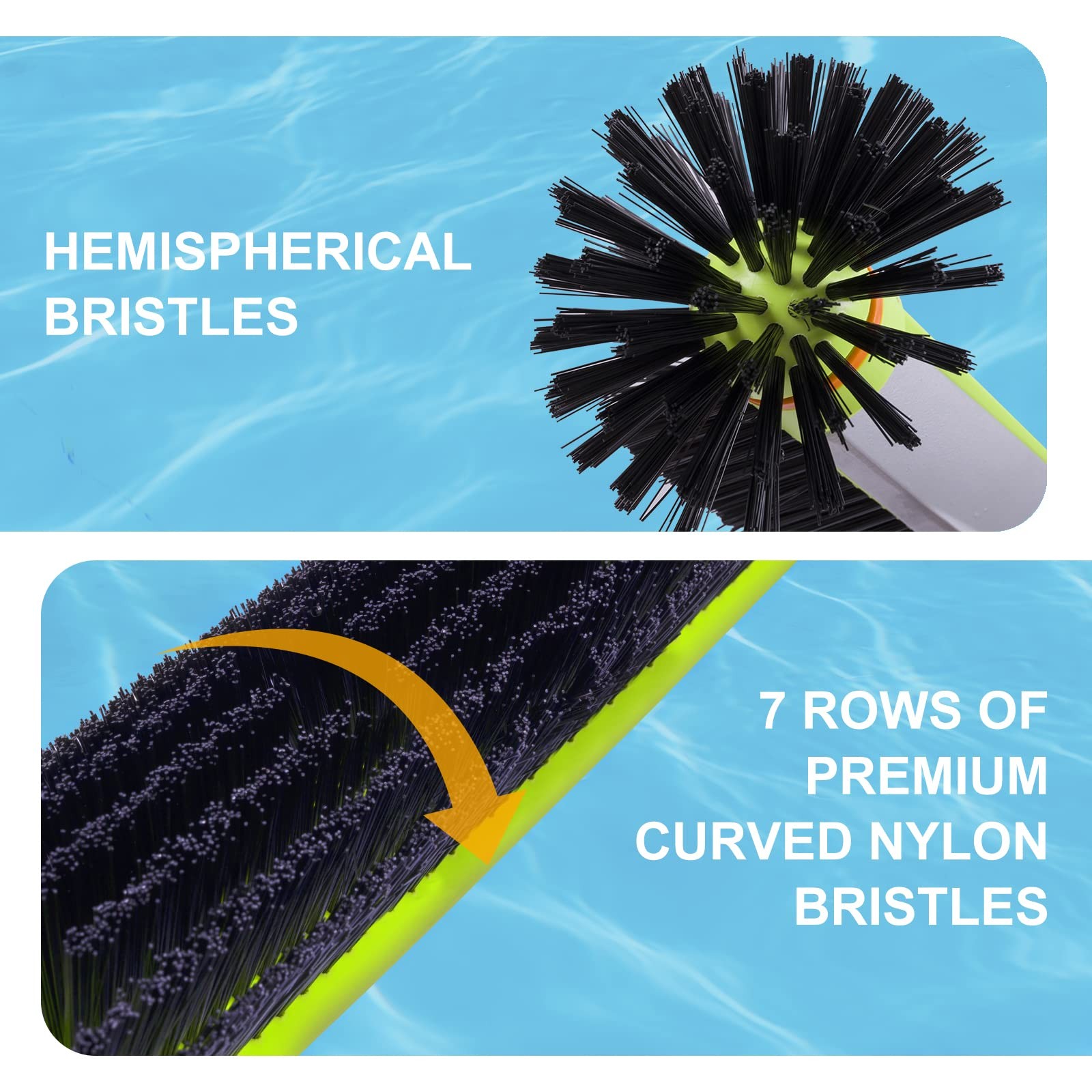 Sepetrel Pool Brush Head for Cleaning Hemispherical Walls, Green