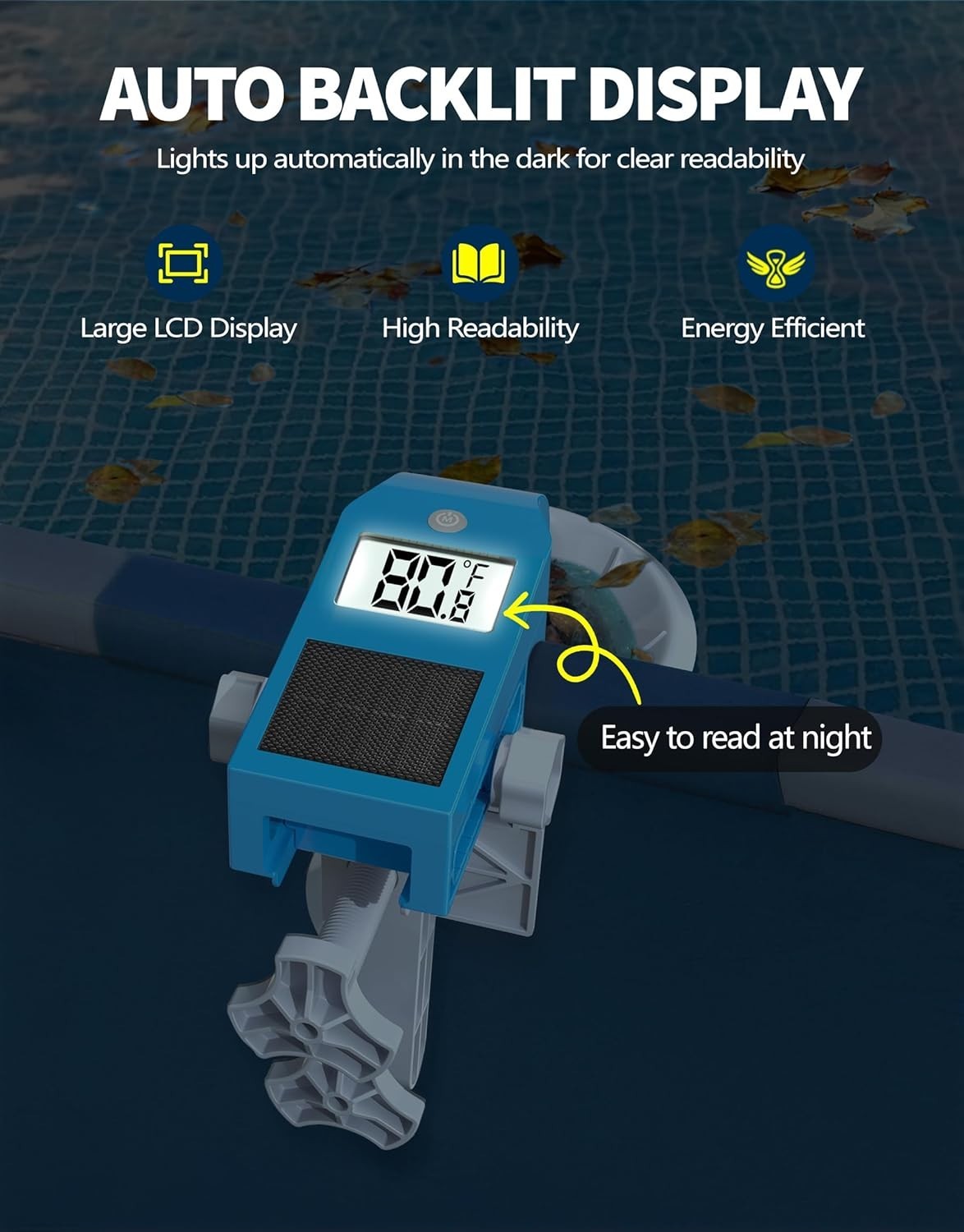 Above Ground Pool Skimmer with Solar Digital Thermometer | Wall Mount Surface…