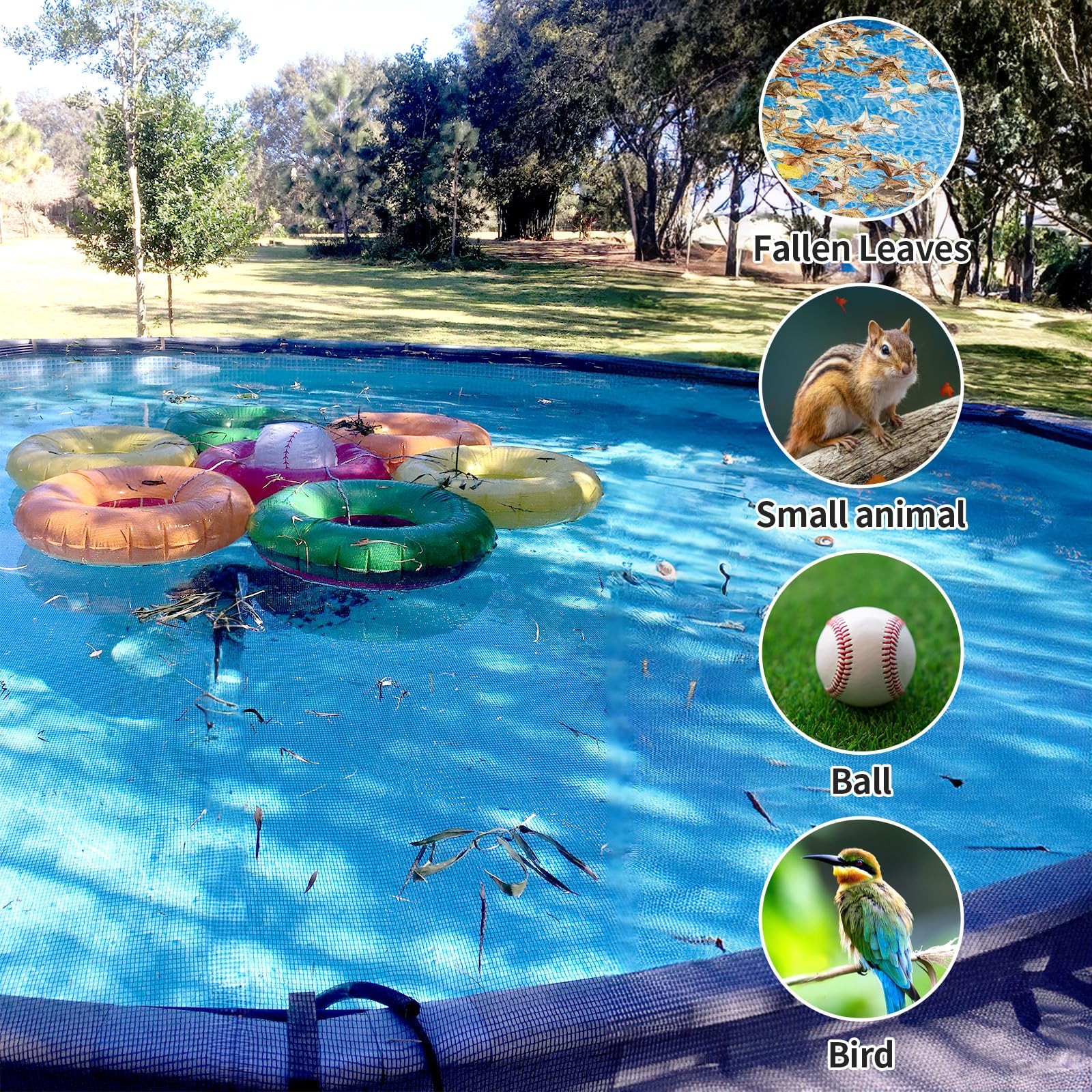 21 Feet Round Pool Leaf Net Cover – Pool Net Cover with 12 Pcs Swimming Pool …